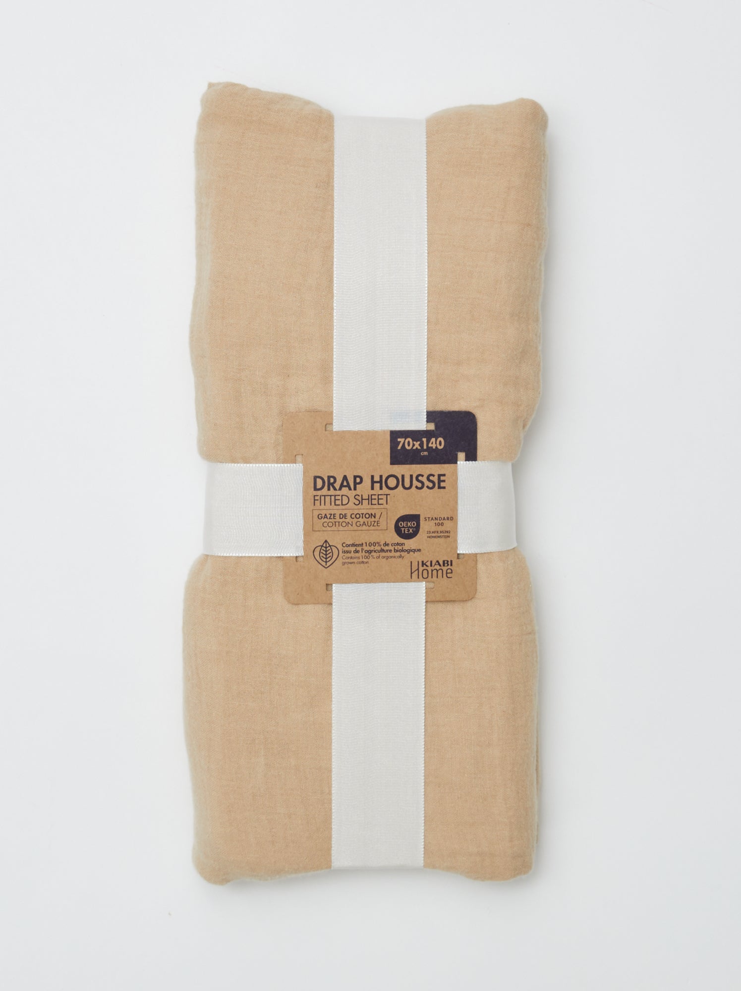 Drap housse lit bébé 70 x 140 en double gaze de coton - Kiabi Home - Beige