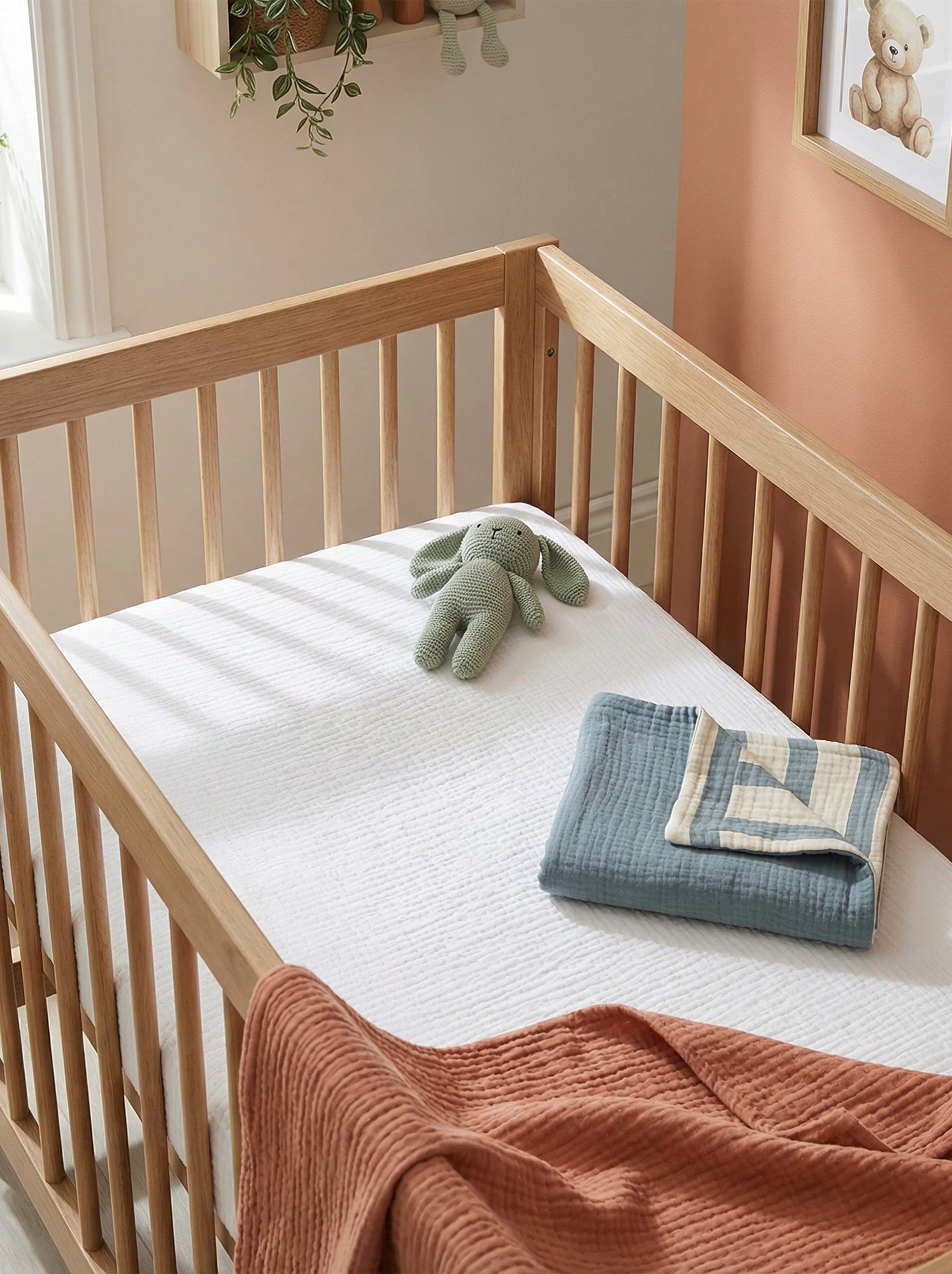 Drap housse lit bébé 70 x 140 en double gaze de coton - Kiabi Home - Blanc