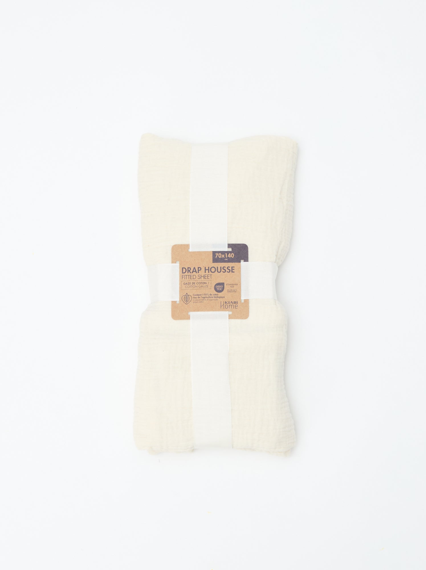 Drap housse lit bébé 70 x 140 en double gaze de coton - Kiabi Home - Blanc