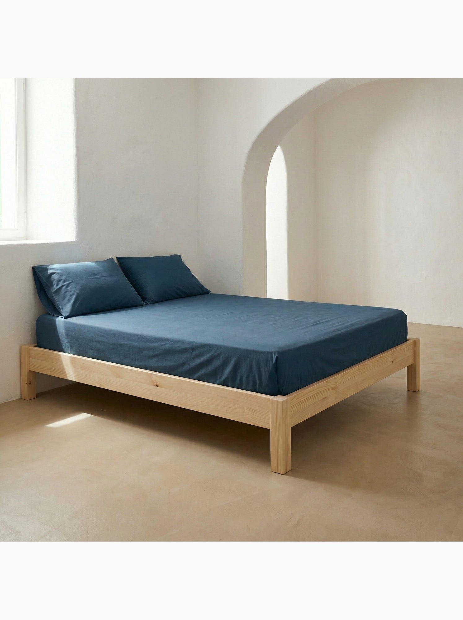 Drap-housse uni 100 % coton, pour matelas jusqu’à 30 cm de hauteur - Gamusi. - Bleu