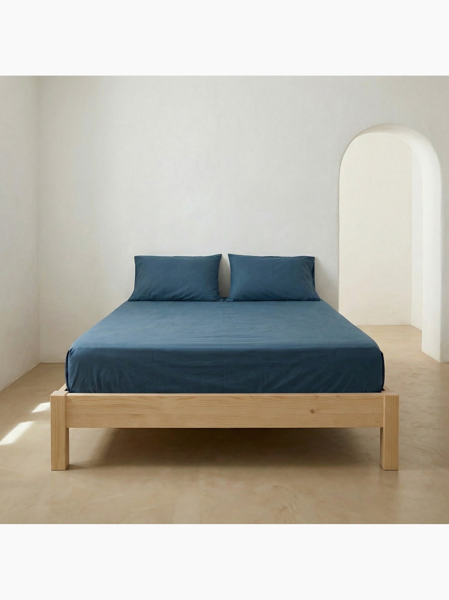 Drap-housse uni 100 % coton, pour matelas jusqu’à 30 cm de hauteur - Gamusi. - Bleu