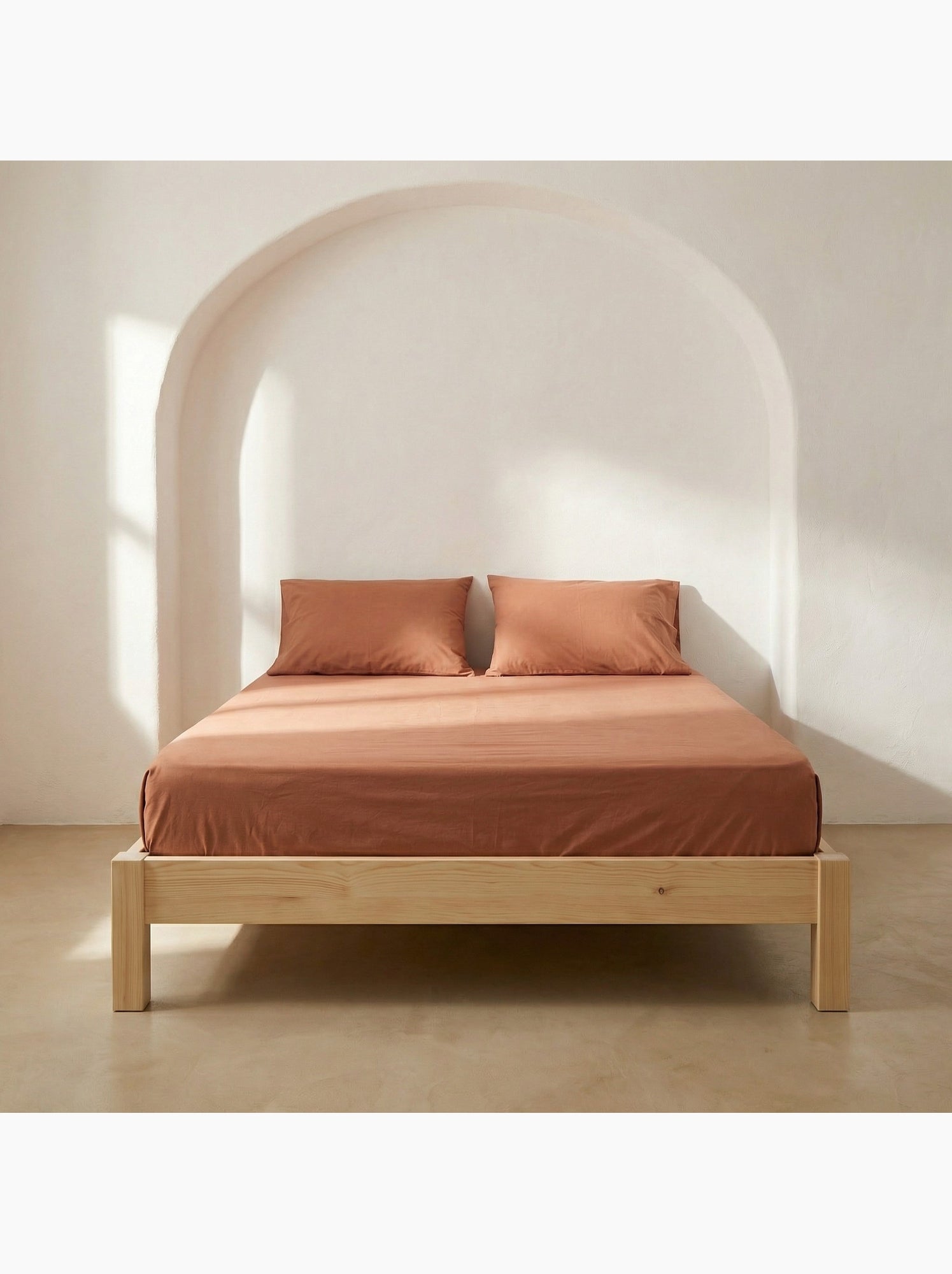 Drap-housse uni 100 % coton, pour matelas jusqu’à 30 cm de hauteur - Gamusi. - Brique