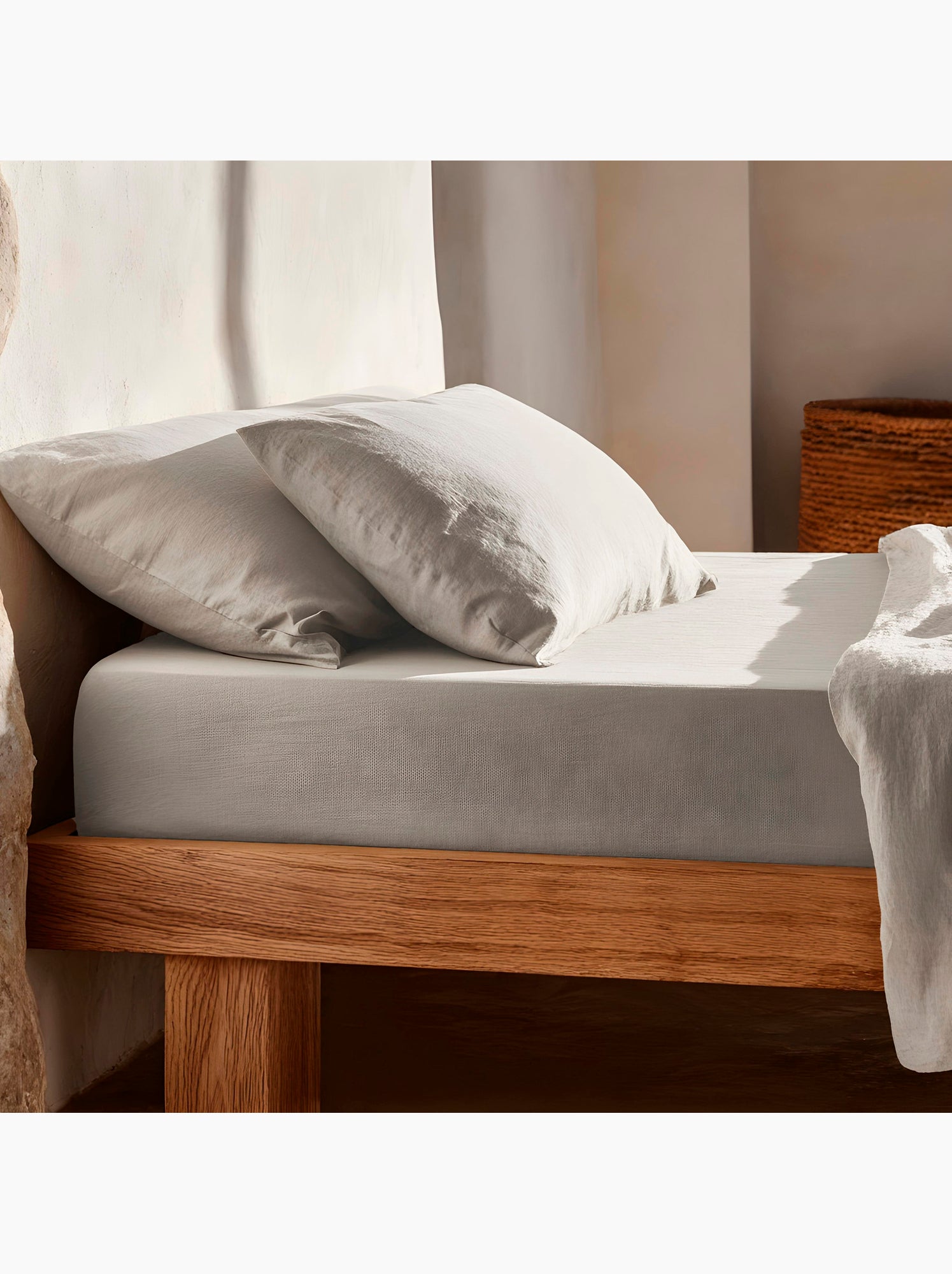 Drap-housse uni 100 % coton, pour matelas jusqu’à 30 cm de hauteur - Gamusi. - Gris clair
