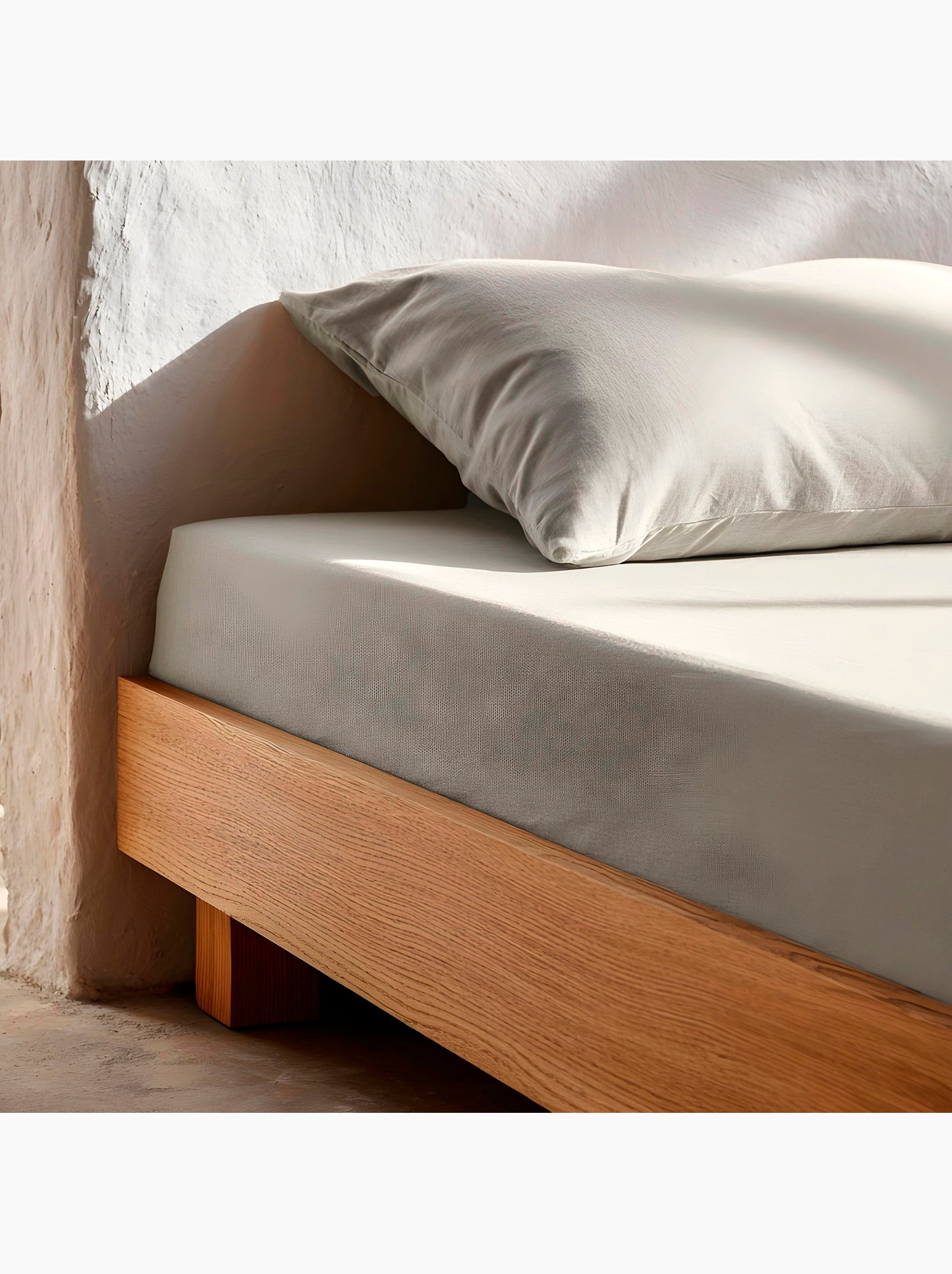 Drap-housse uni 100 % coton, pour matelas jusqu’à 30 cm de hauteur - Gamusi. - Gris clair