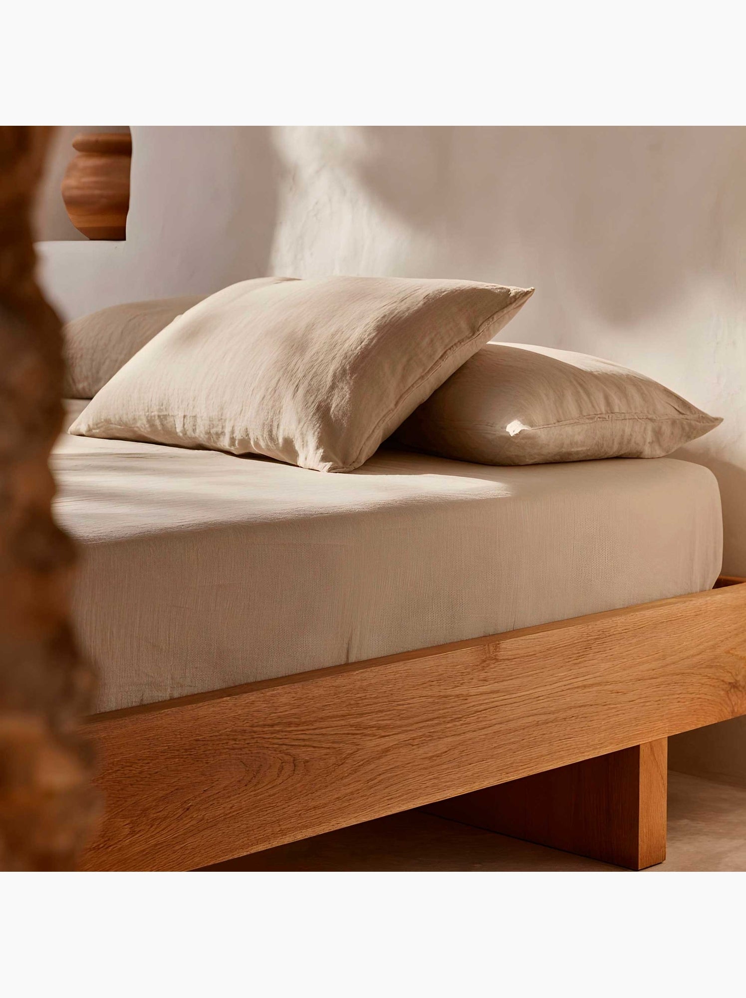 Drap-housse uni 100 % coton, pour matelas jusqu’à 30 cm de hauteur - Gamusi. - Marron noisette