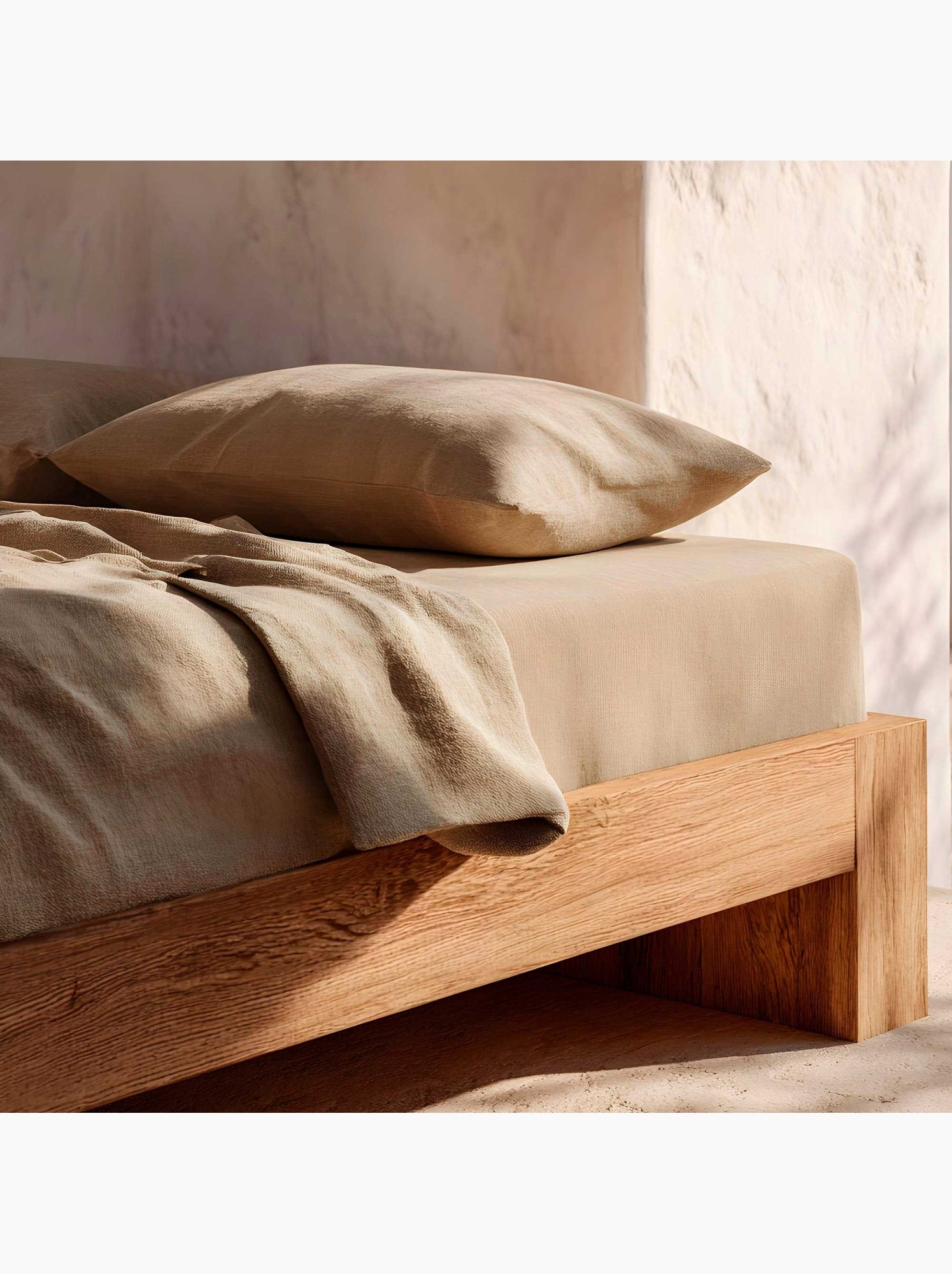 Drap-housse uni 100 % coton, pour matelas jusqu’à 30 cm de hauteur - Gamusi. - Ocre