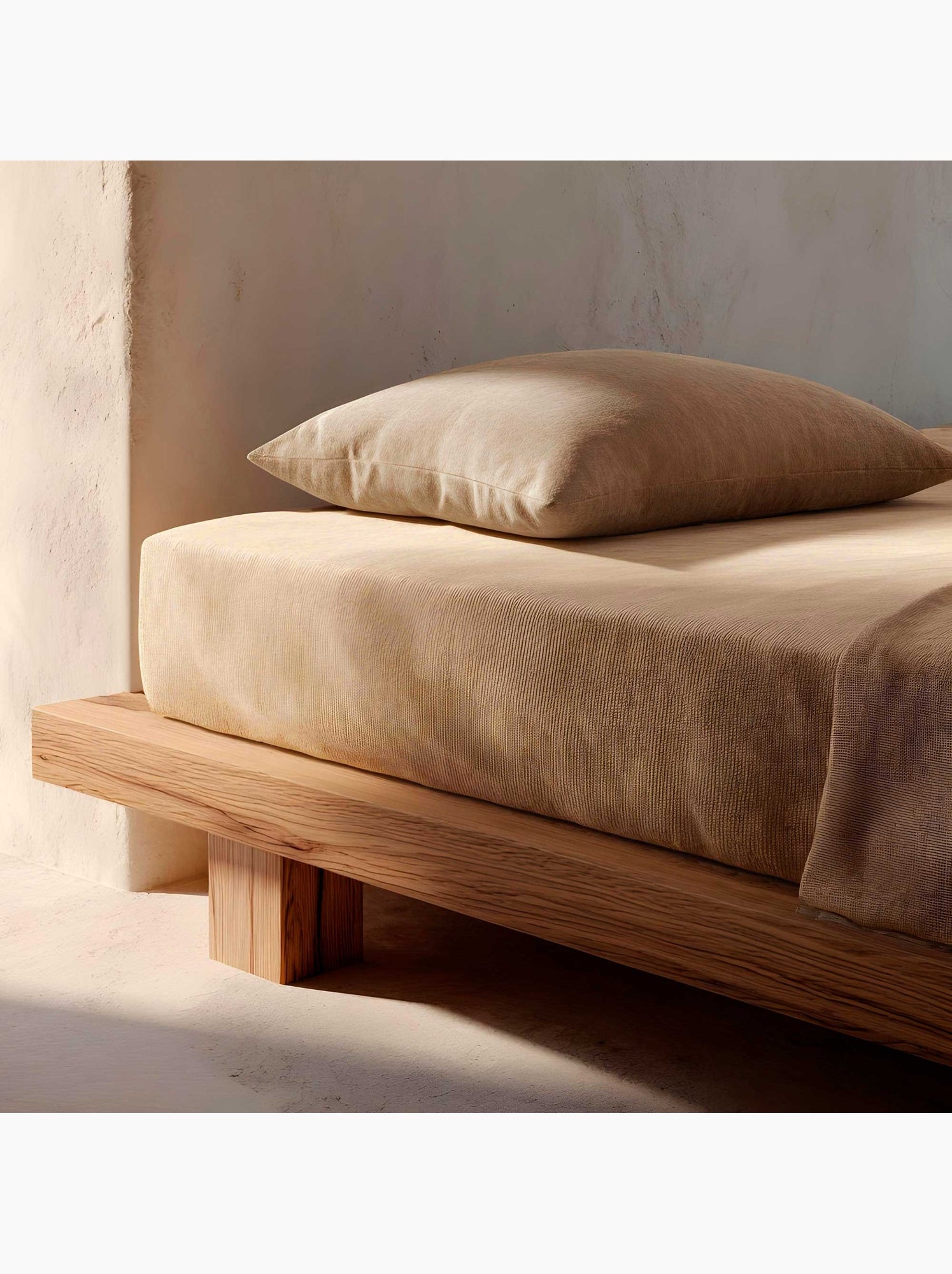 Drap-housse uni 100 % coton, pour matelas jusqu’à 30 cm de hauteur - Gamusi. - Ocre