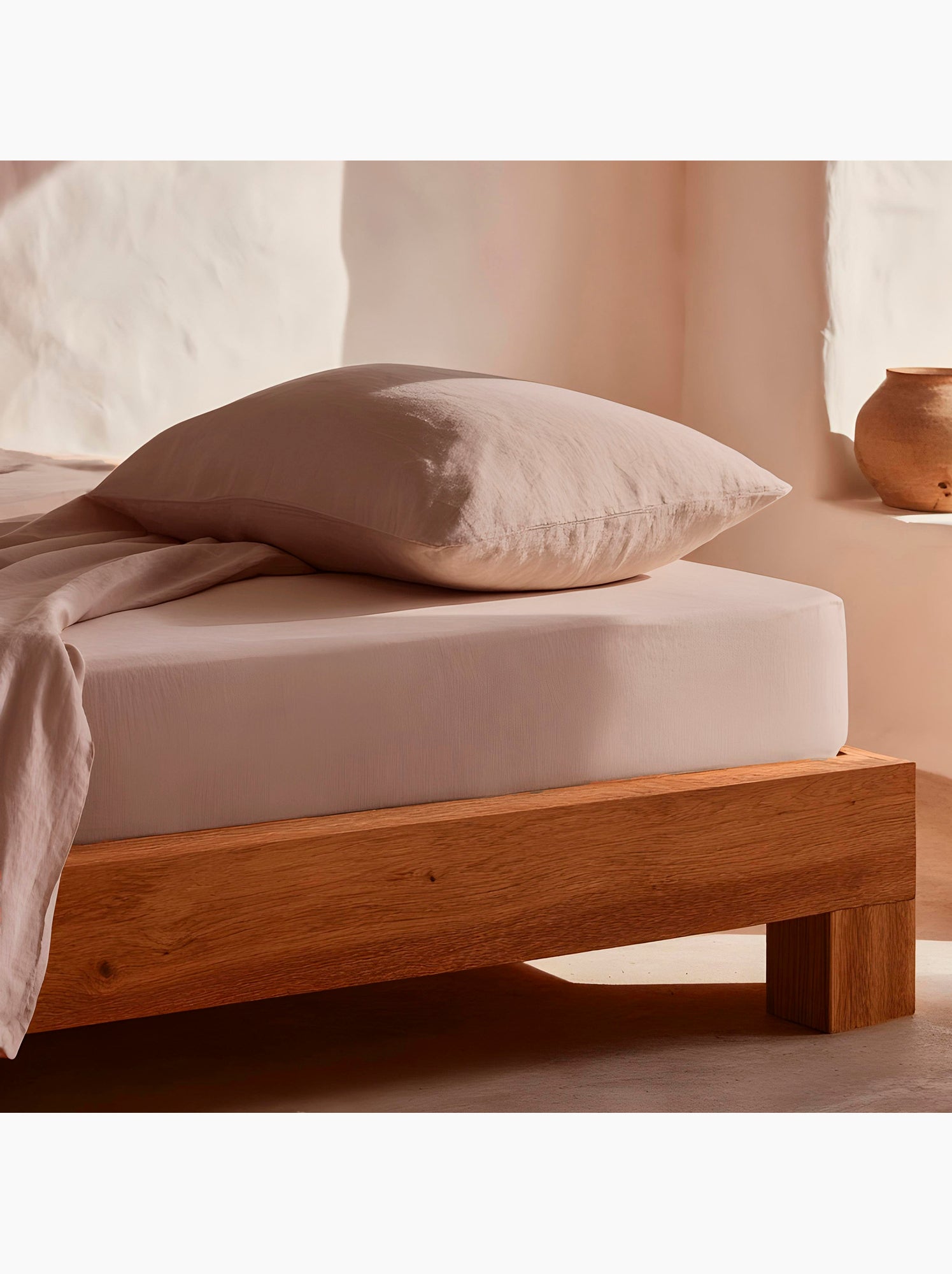 Drap-housse uni 100 % coton, pour matelas jusqu’à 30 cm de hauteur - Gamusi. - Rose