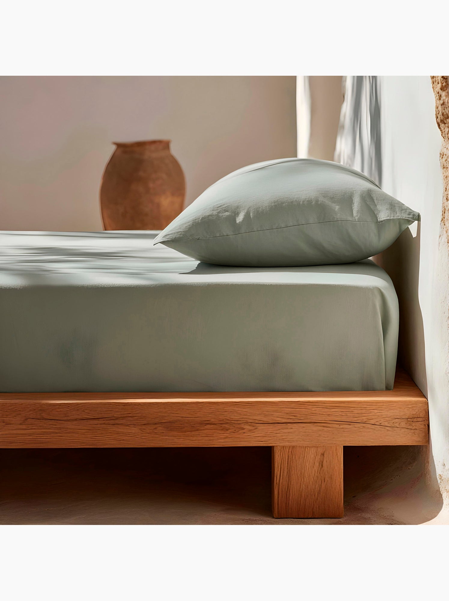 Drap-housse uni 100 % coton, pour matelas jusqu’à 30 cm de hauteur - Gamusi. - Vert d'eau