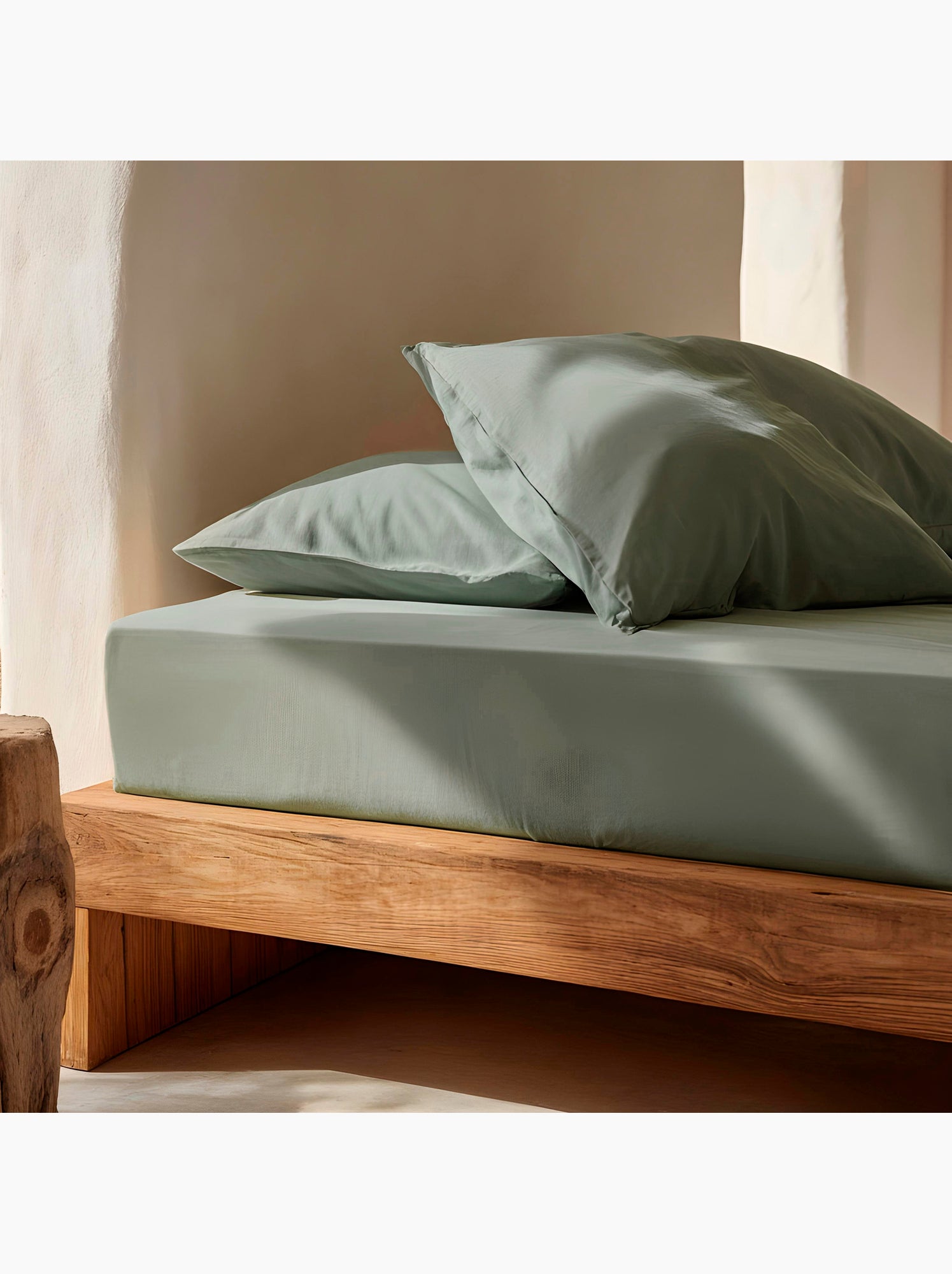 Drap-housse uni 100 % coton, pour matelas jusqu’à 30 cm de hauteur - Gamusi. - Vert d'eau