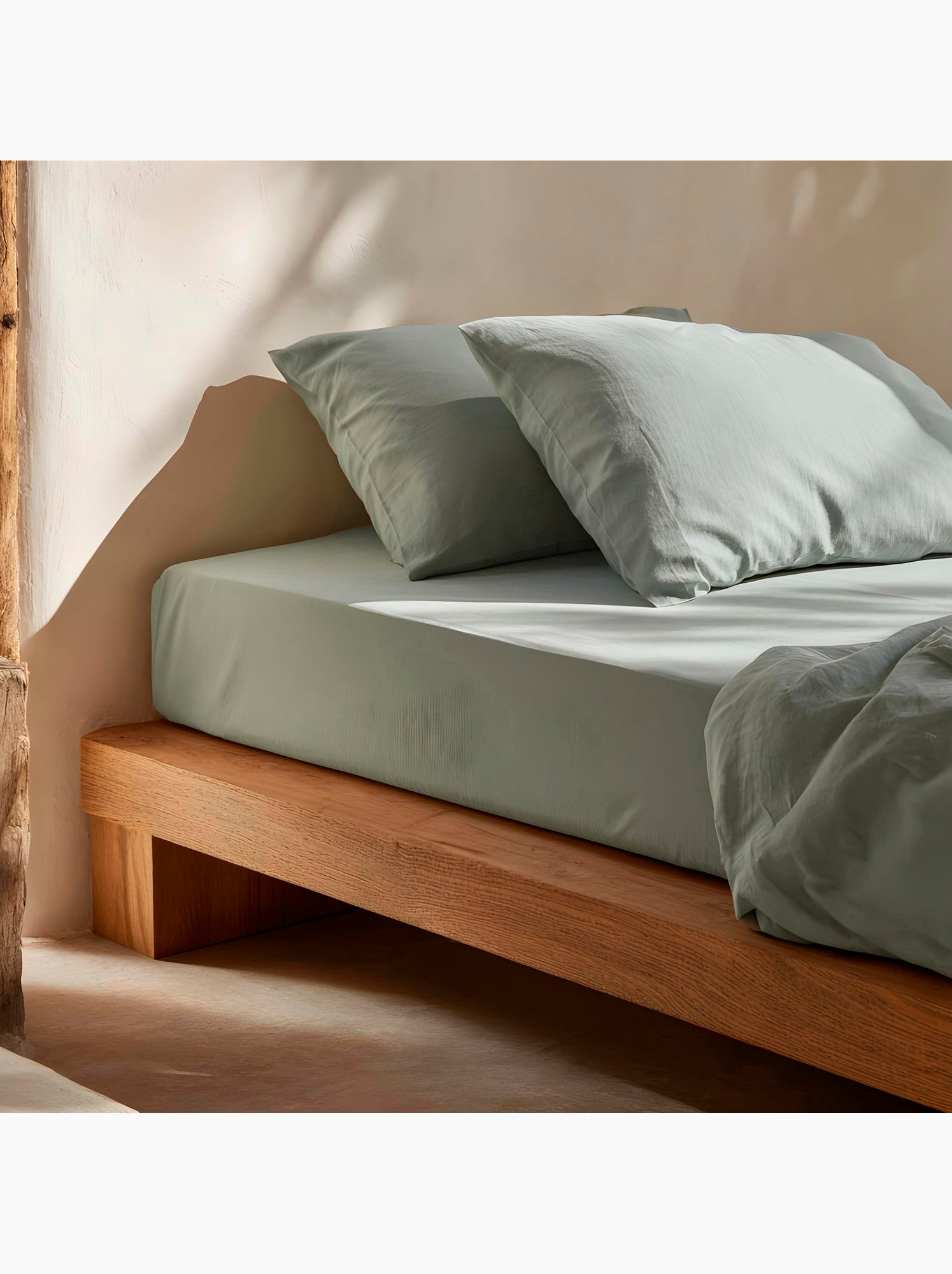 Drap-housse uni 100 % coton, pour matelas jusqu’à 30 cm de hauteur - Gamusi. - Vert d'eau