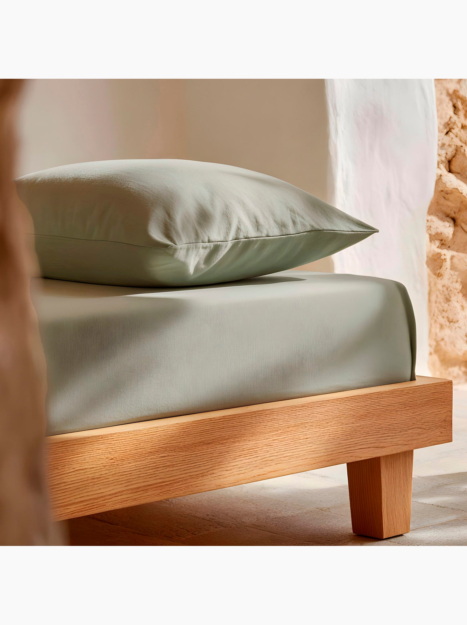 Drap-housse uni 100 % coton, pour matelas jusqu’à 30 cm de hauteur - Gamusi. - Vert d'eau