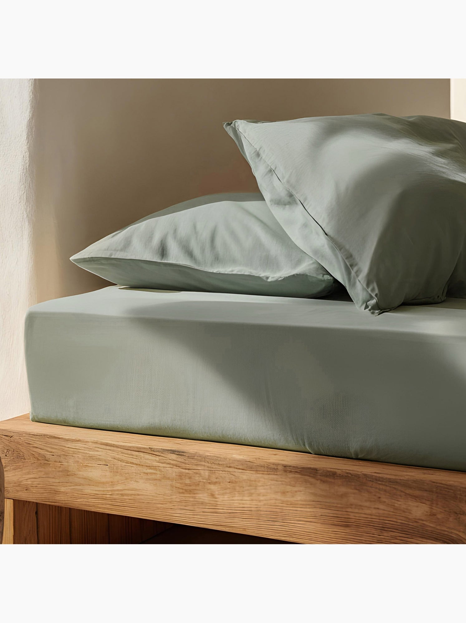 Drap-housse uni 100 % coton, pour matelas jusqu’à 30 cm de hauteur - Gamusi. - Vert d'eau