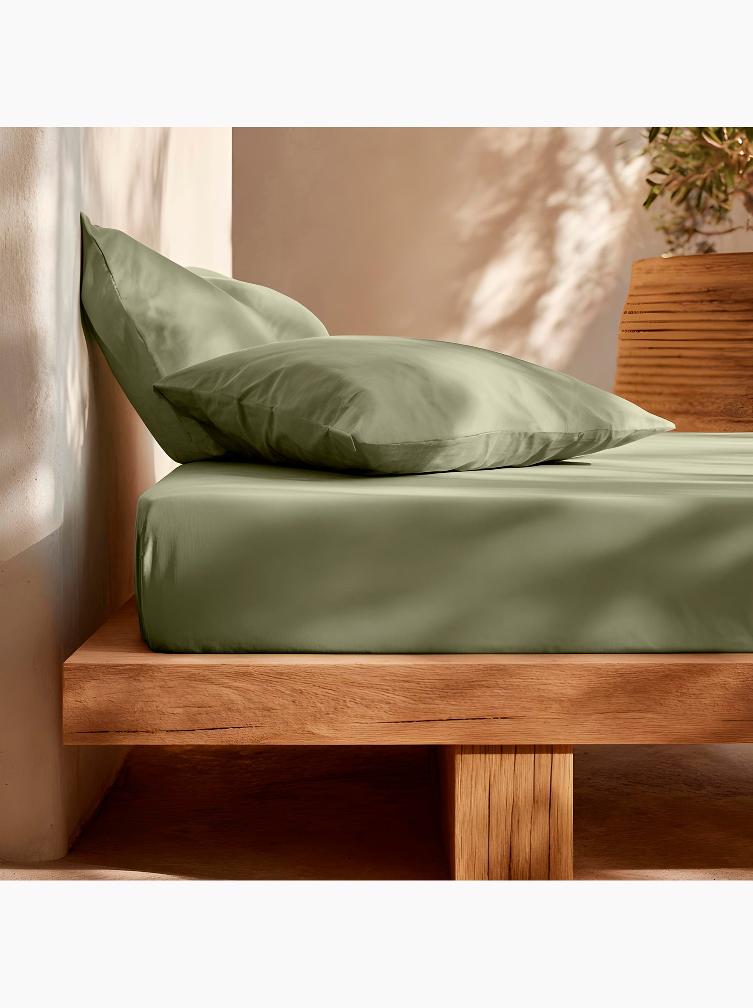 Drap-housse uni 100 % coton, pour matelas jusqu’à 30 cm de hauteur - Gamusi. - Vert