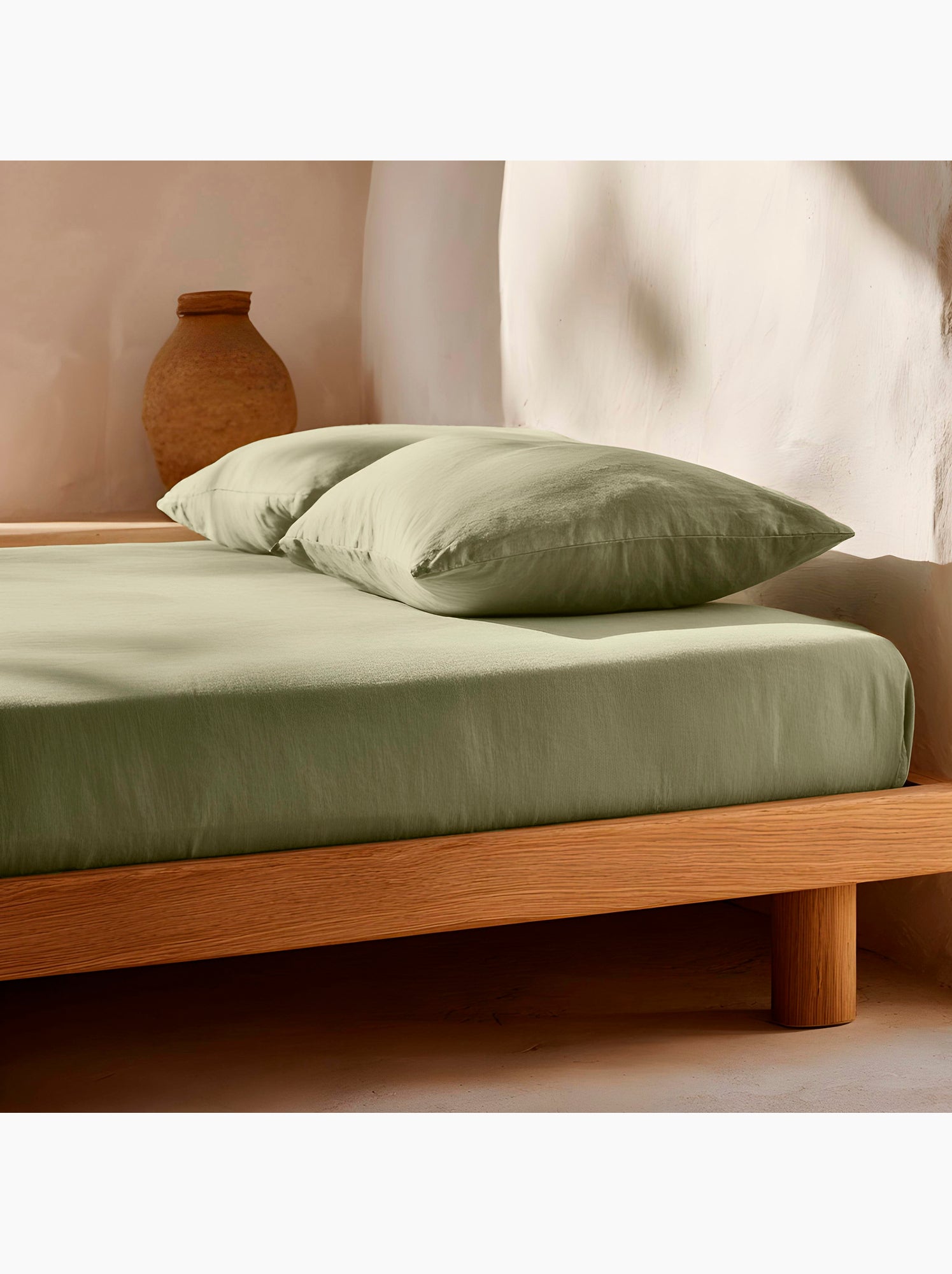 Drap-housse uni 100 % coton, pour matelas jusqu’à 30 cm de hauteur - Gamusi. - Vert