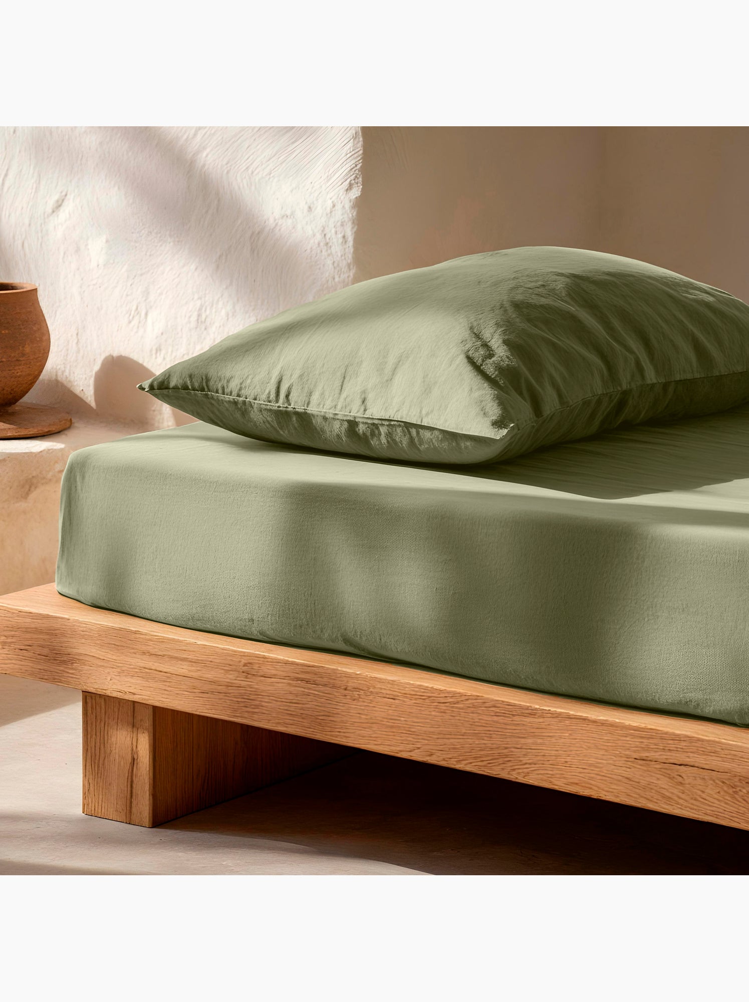 Drap-housse uni 100 % coton, pour matelas jusqu’à 30 cm de hauteur - Gamusi. - Vert