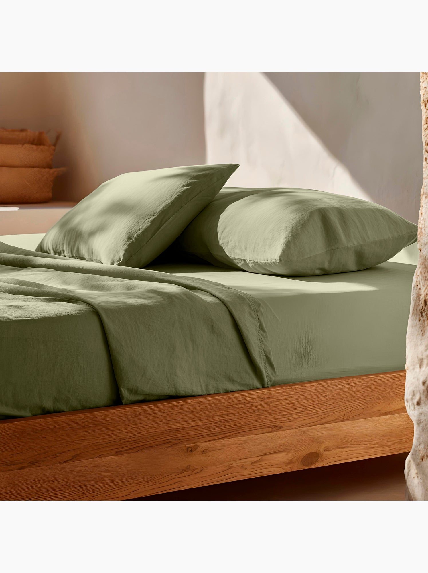 Drap-housse uni 100 % coton, pour matelas jusqu’à 30 cm de hauteur - Gamusi. - Vert