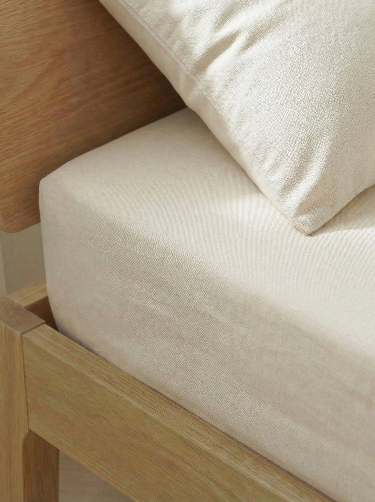 Drap housse uni 140 x 200 cm en coton - Blanc cassé