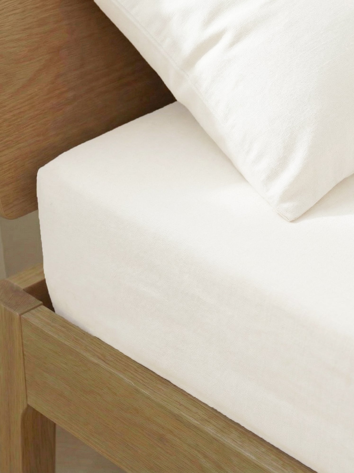Drap housse uni 140 x 200 cm en coton - Blanc