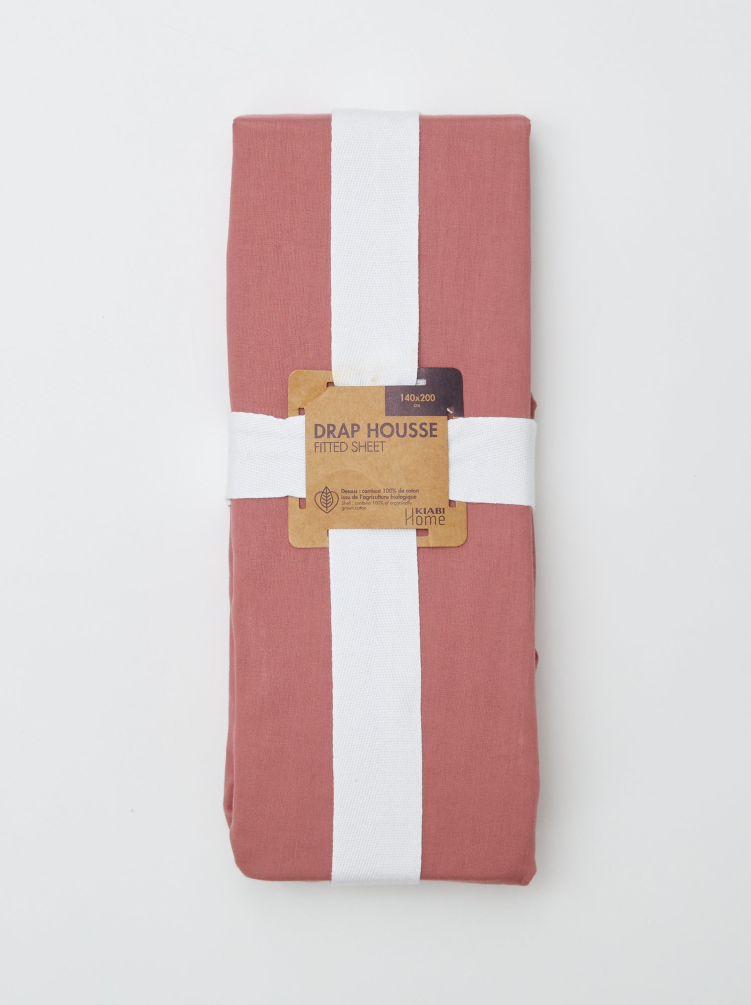 Drap housse uni 140 x 200 cm en coton - Rose