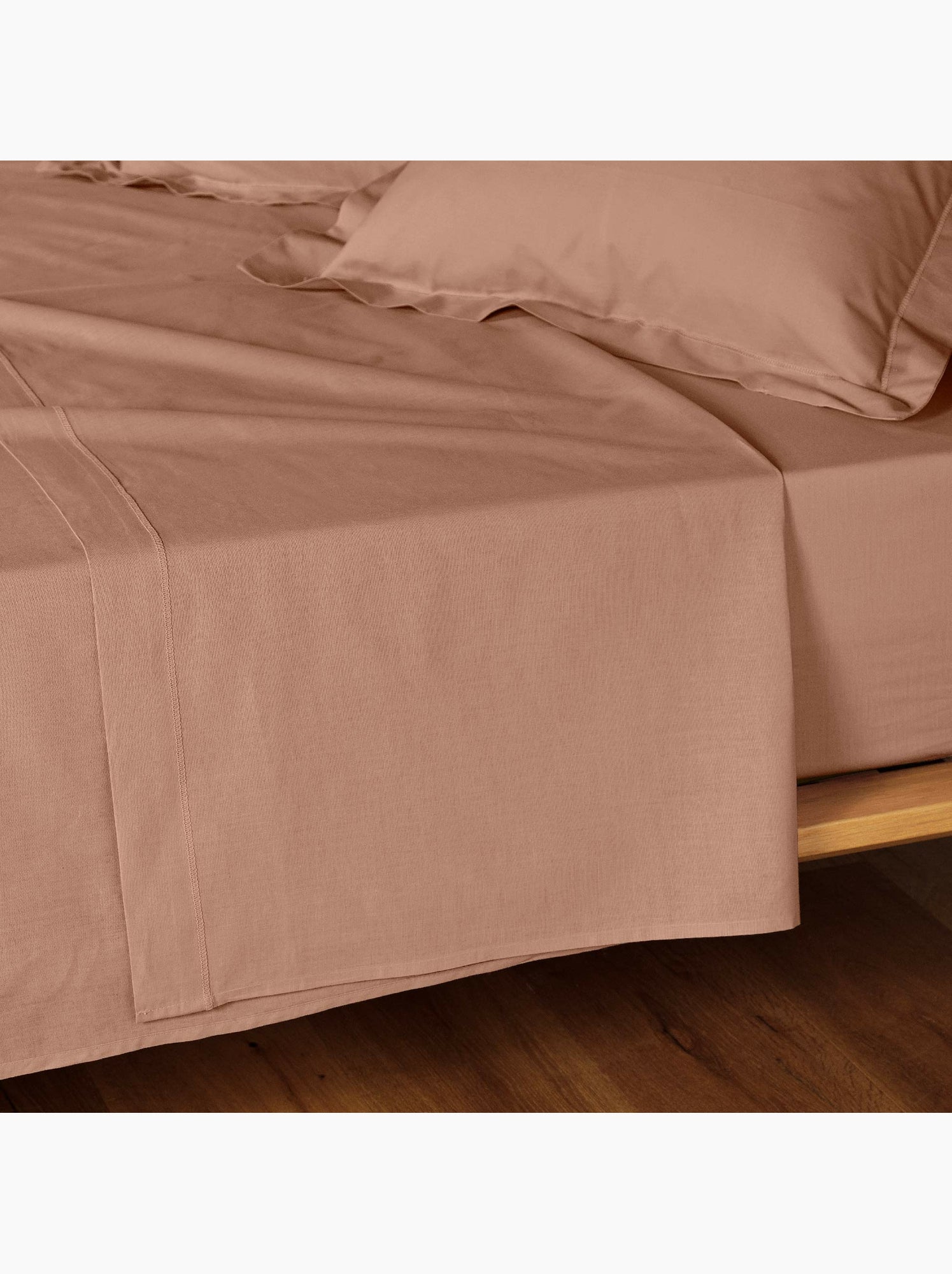 Drap plat 1 personne coton 57 fils lina - Blush