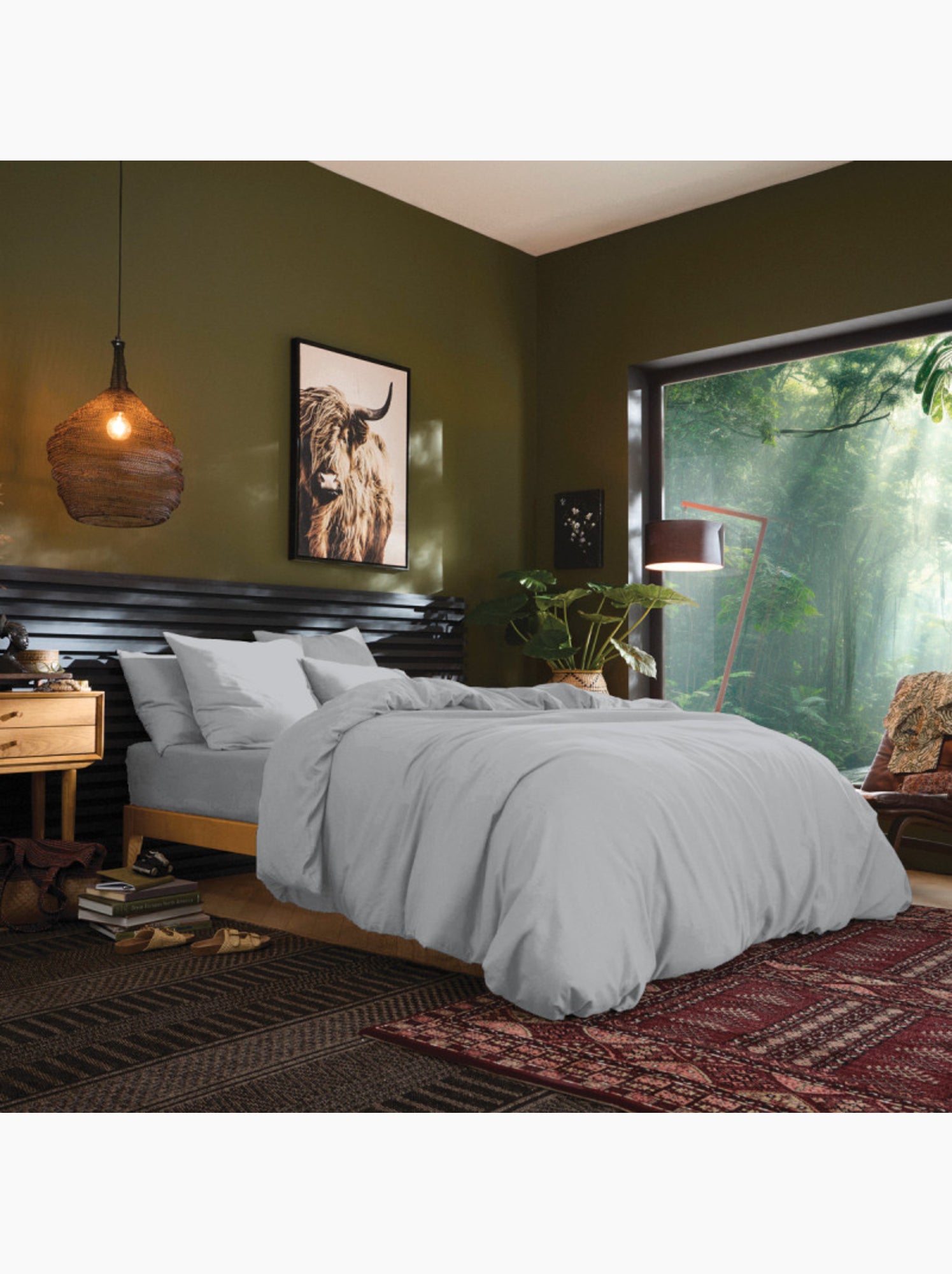 Drap housse - Coton Pur - 100 % Coton 57 Fils/cm² - Gris clair
