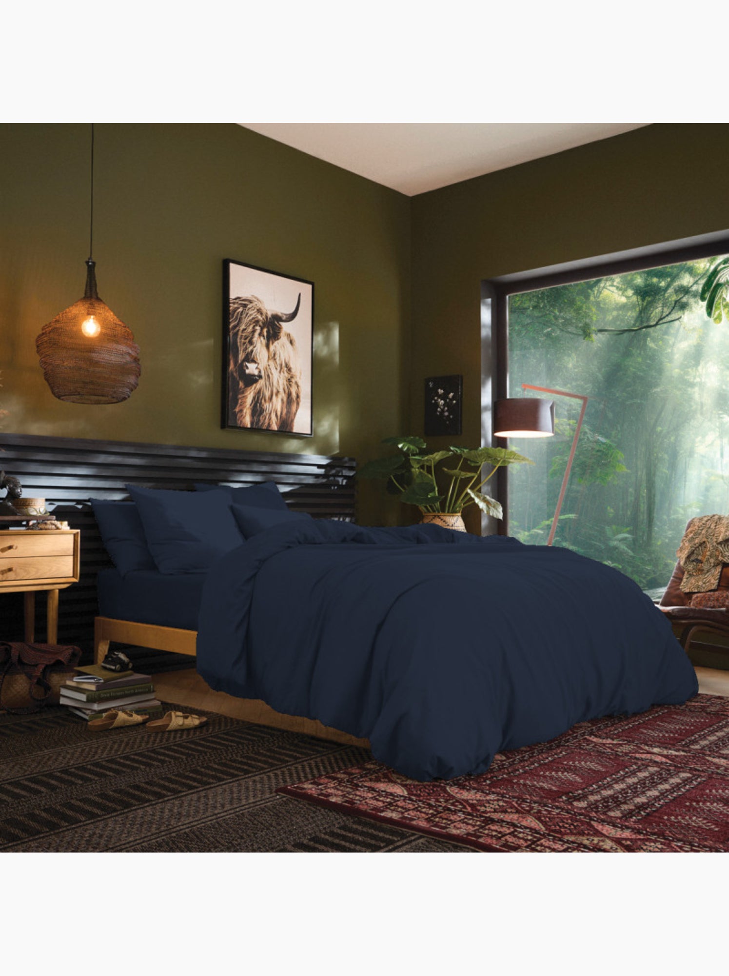 Drap housse - Coton Pur - 100 % Coton 57 Fils/cm² - Bleu nuit