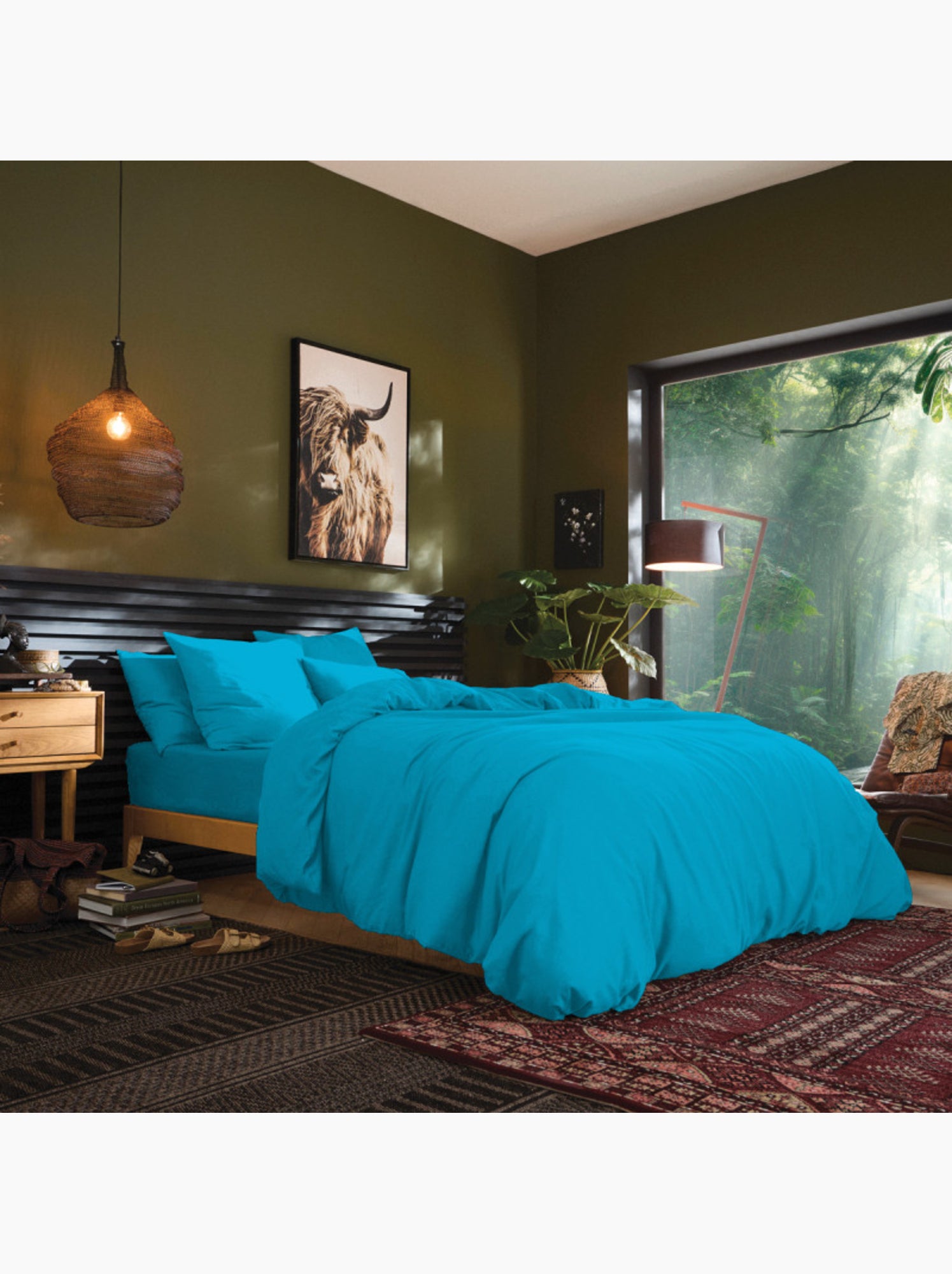 Drap housse - Coton Pur - 100 % Coton 57 Fils/cm² - Bleu turquoise