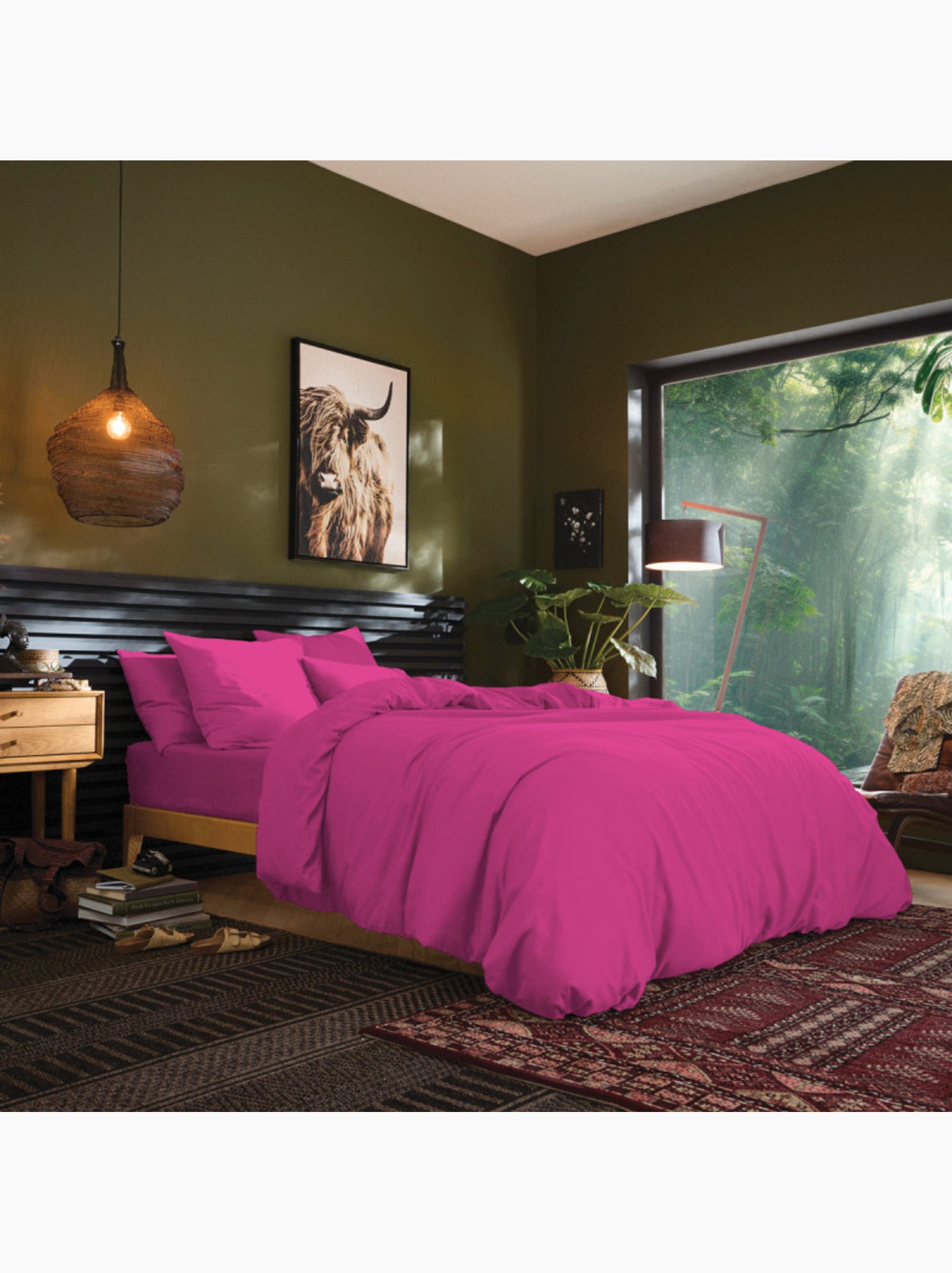 Drap housse - Coton Pur - 100 % Coton 57 Fils/cm² - Magenta