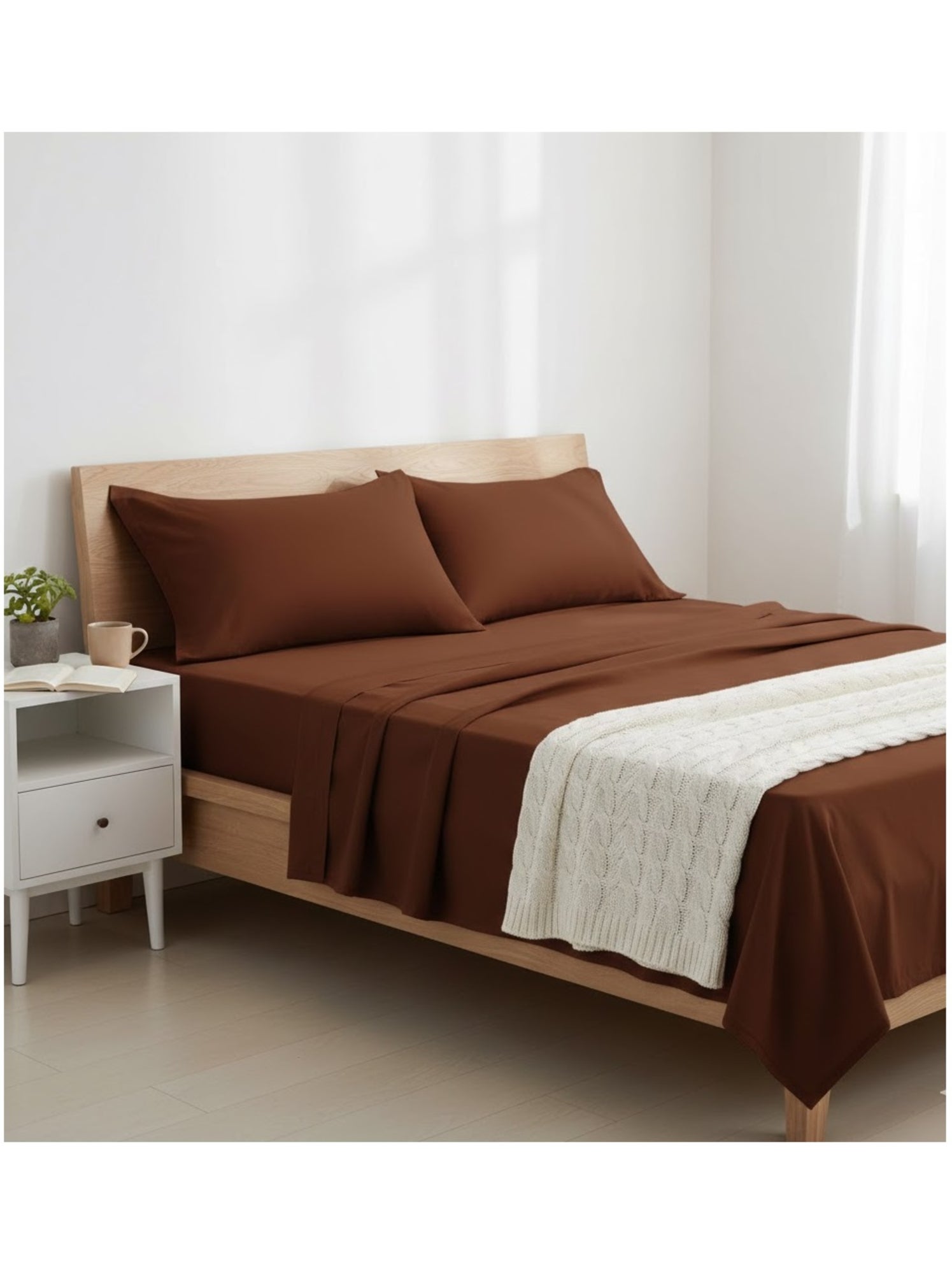 Drap plat en coton contemporain - Terracotta