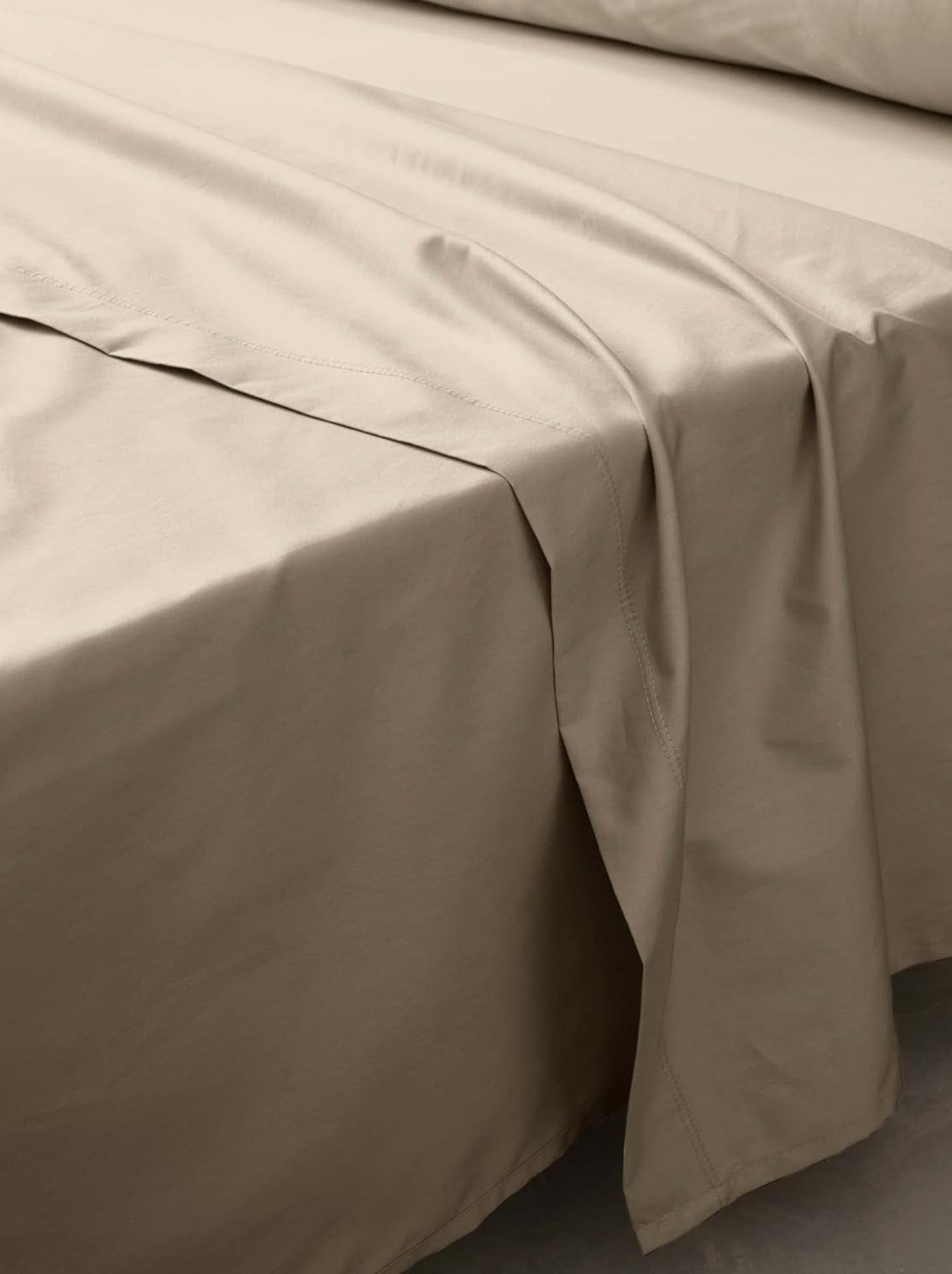 Drap plat percale de coton 78fils lia promo linge - Beige