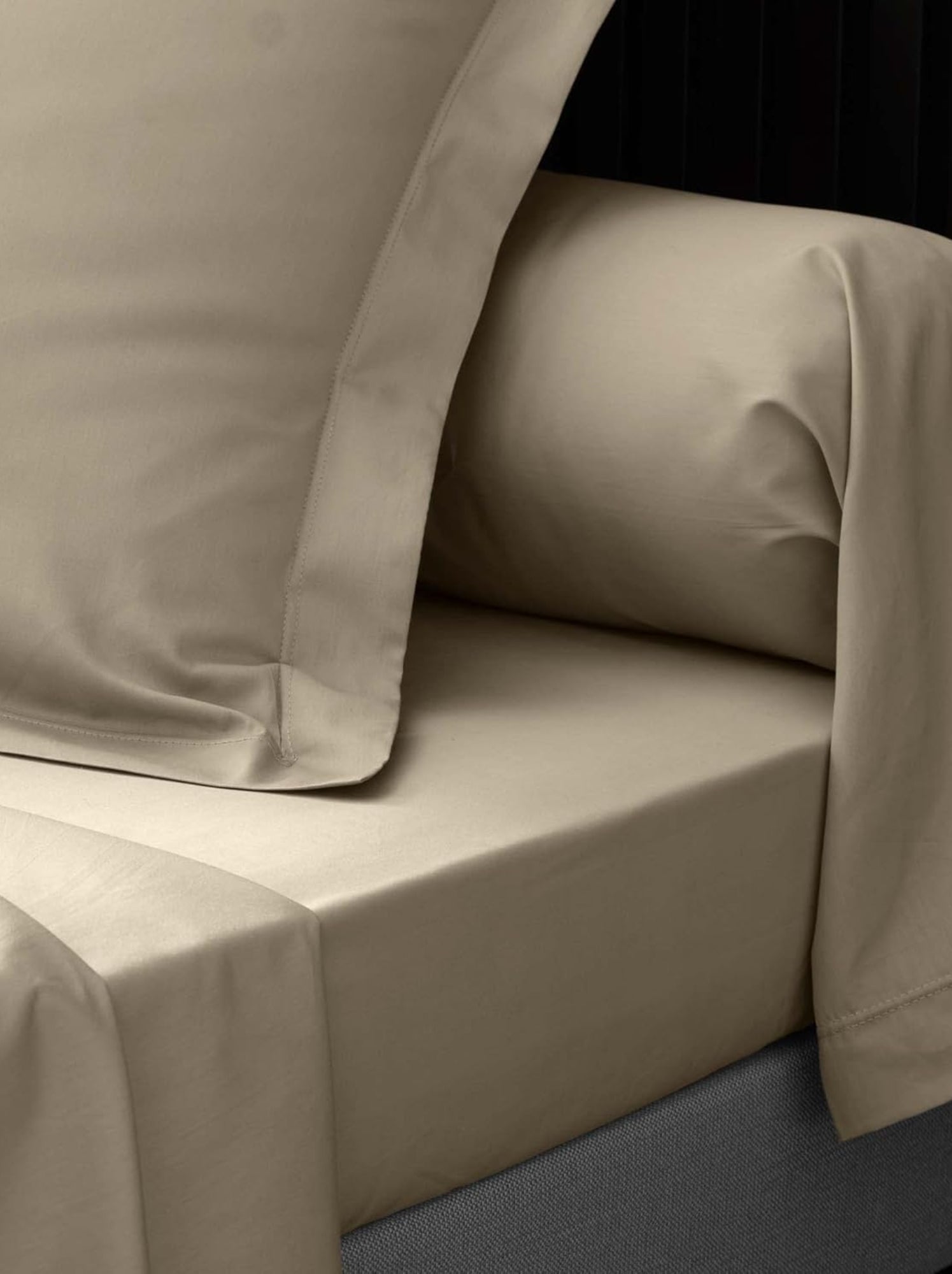 Drap plat percale de coton 78fils lia promo linge - Beige