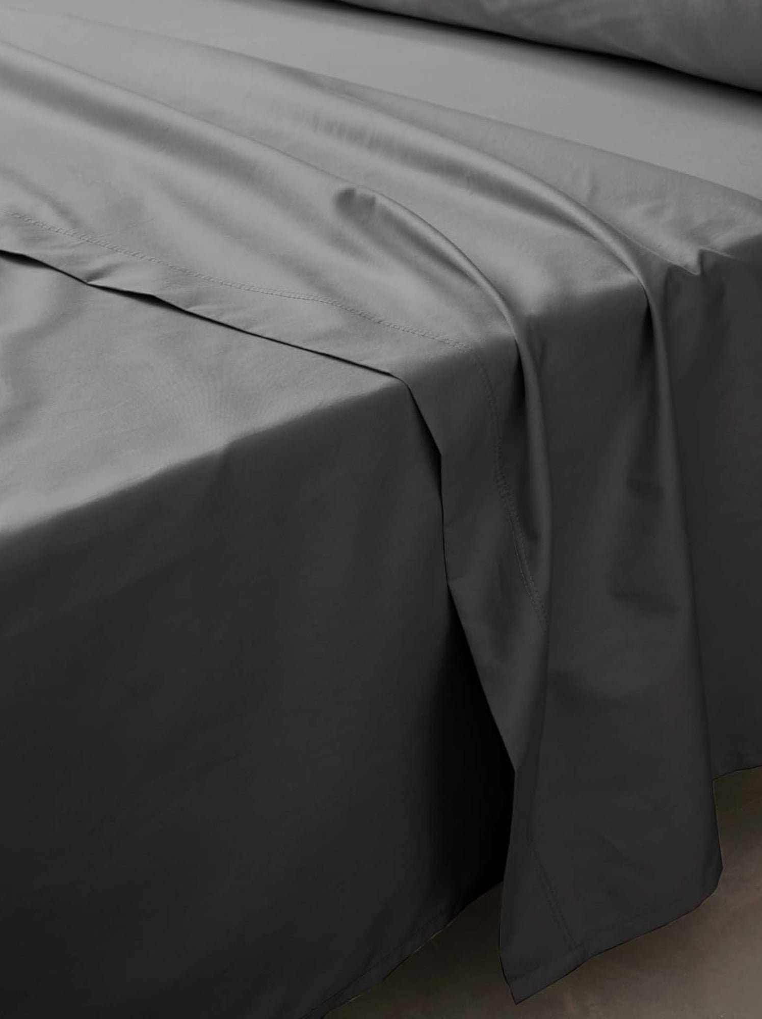 Drap plat percale de coton 78fils lia promo linge - gris anthracite