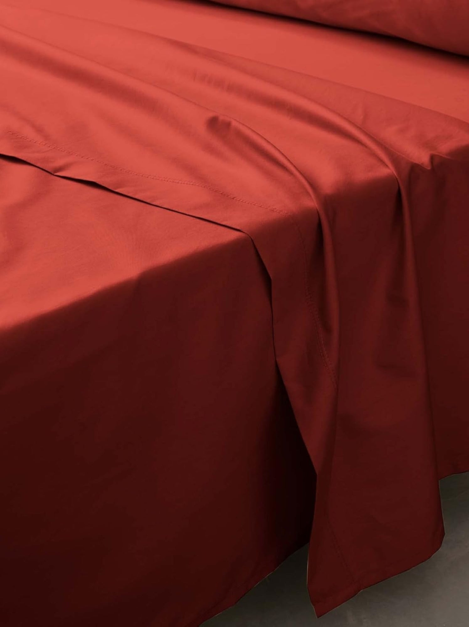 Drap plat percale de coton 78fils lia promo linge - Rouge