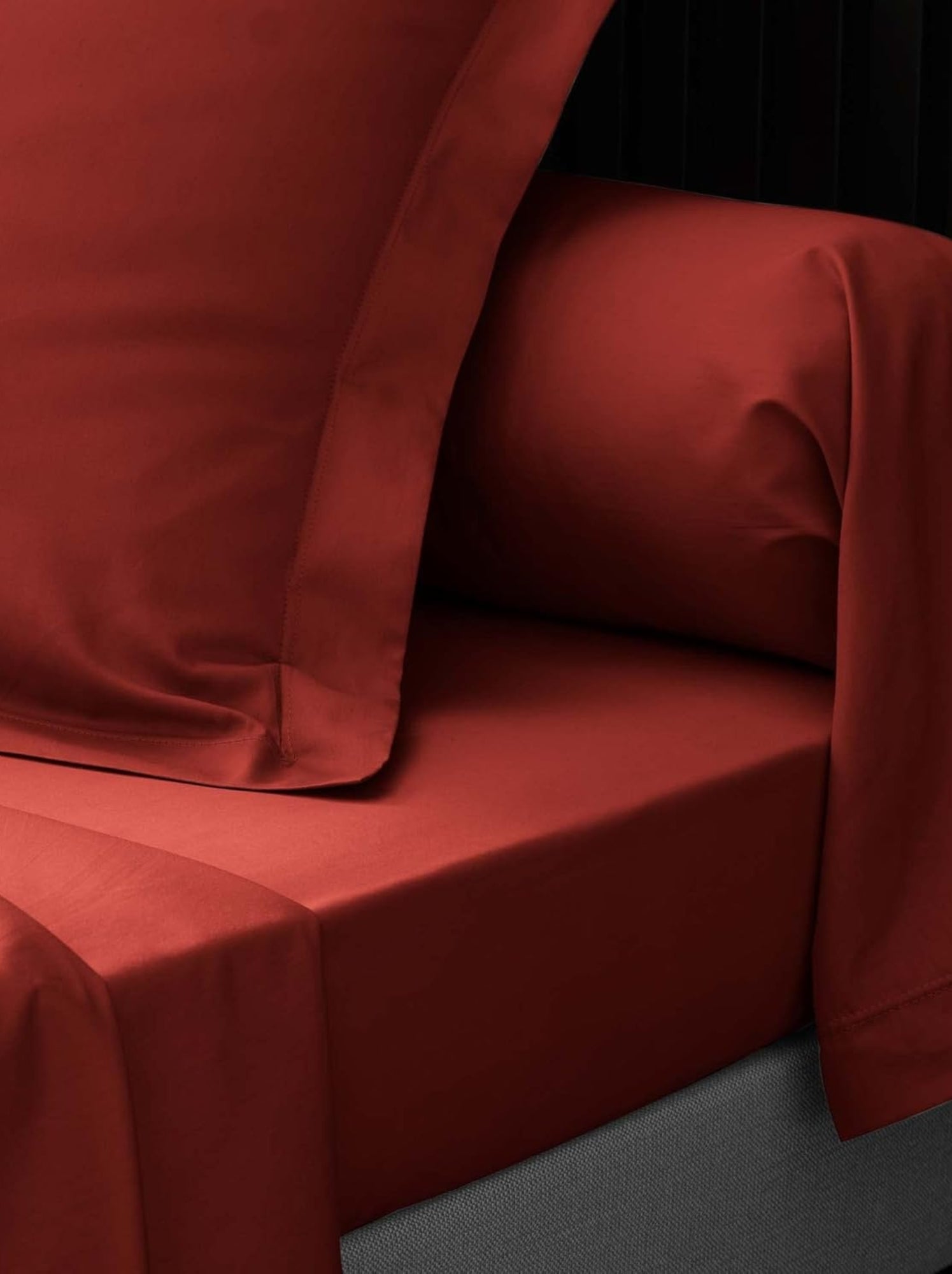 Drap plat percale de coton 78fils lia promo linge - Rouge