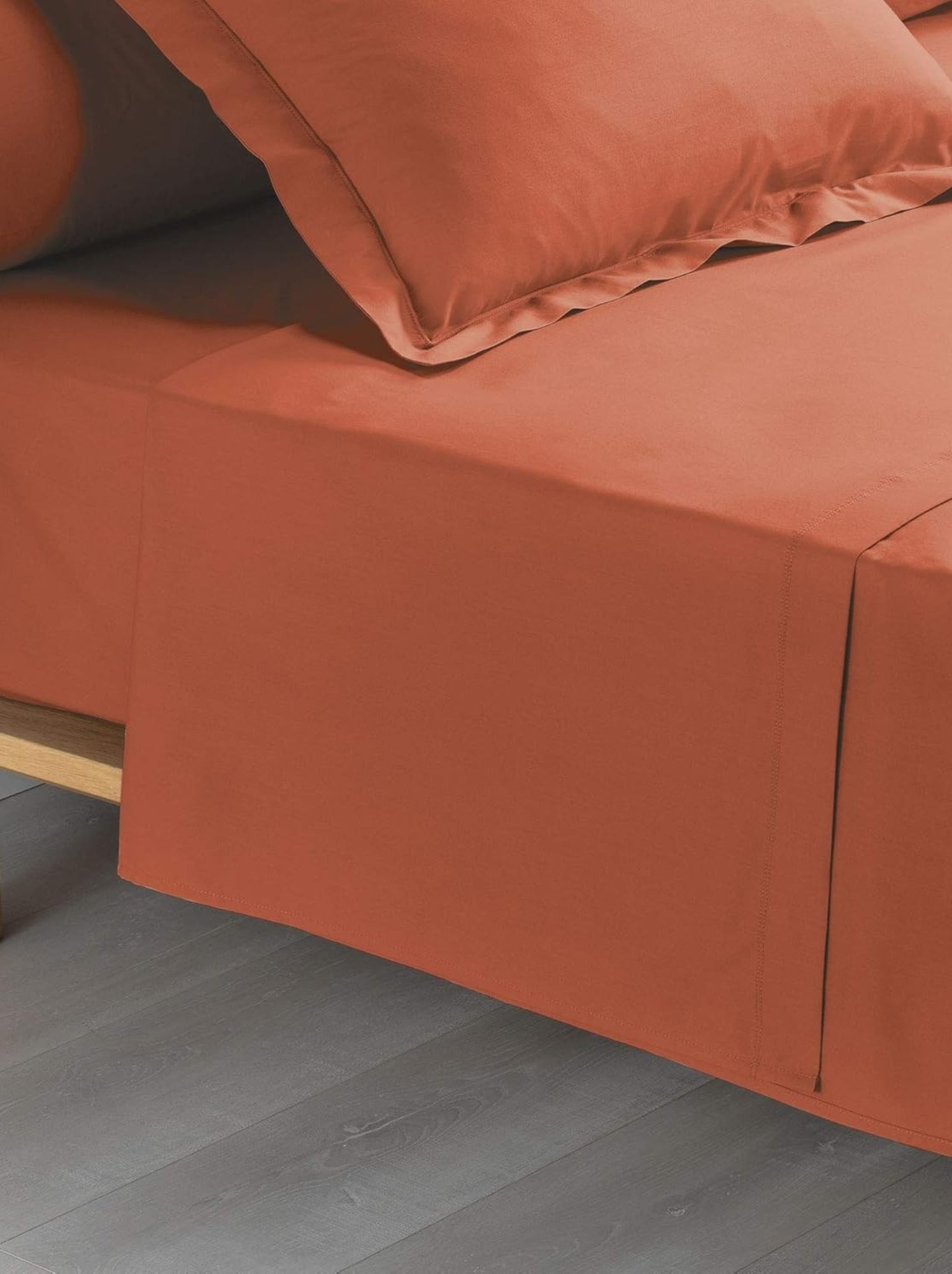 Drap plat percale de coton 78fils lia promo linge - Terracotta