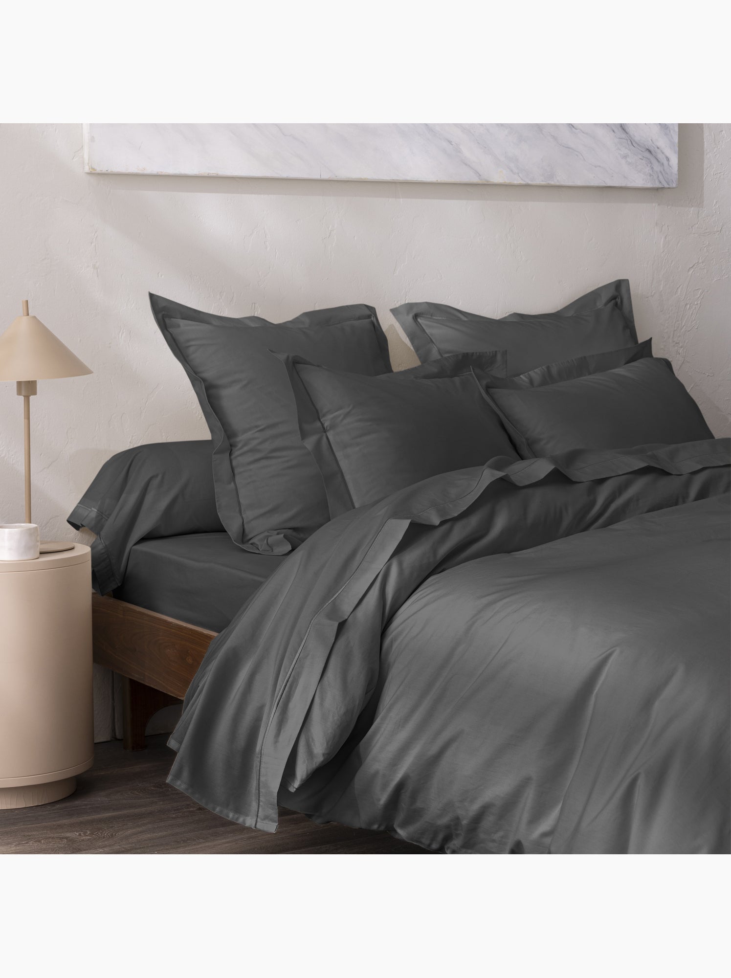 Drap plat percale – pur coton peigné longues fibres 80 fils/cm² - Ardoise