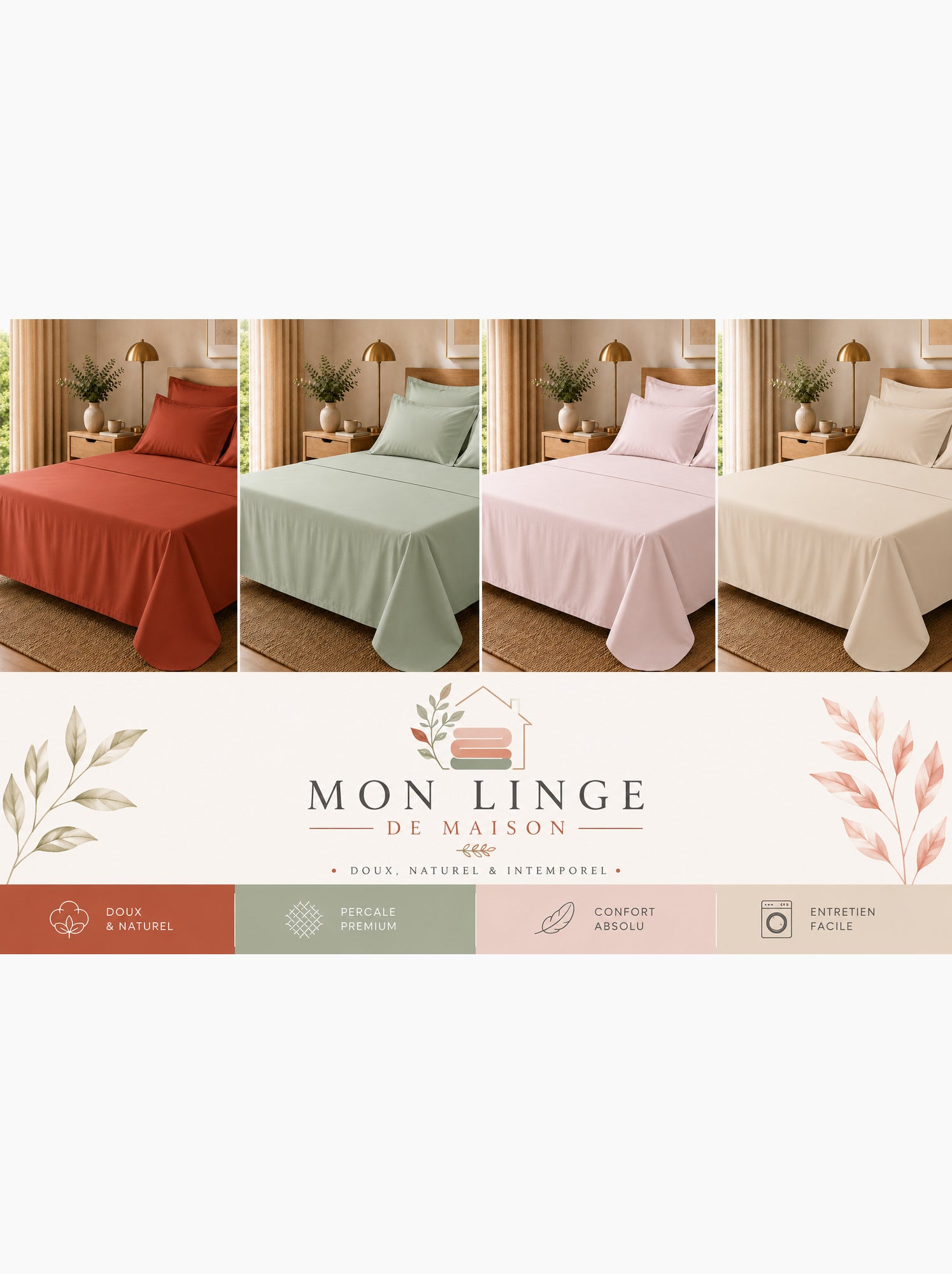 Drap plat percale – pur coton peigné longues fibres 80 fils/cm² - Ardoise