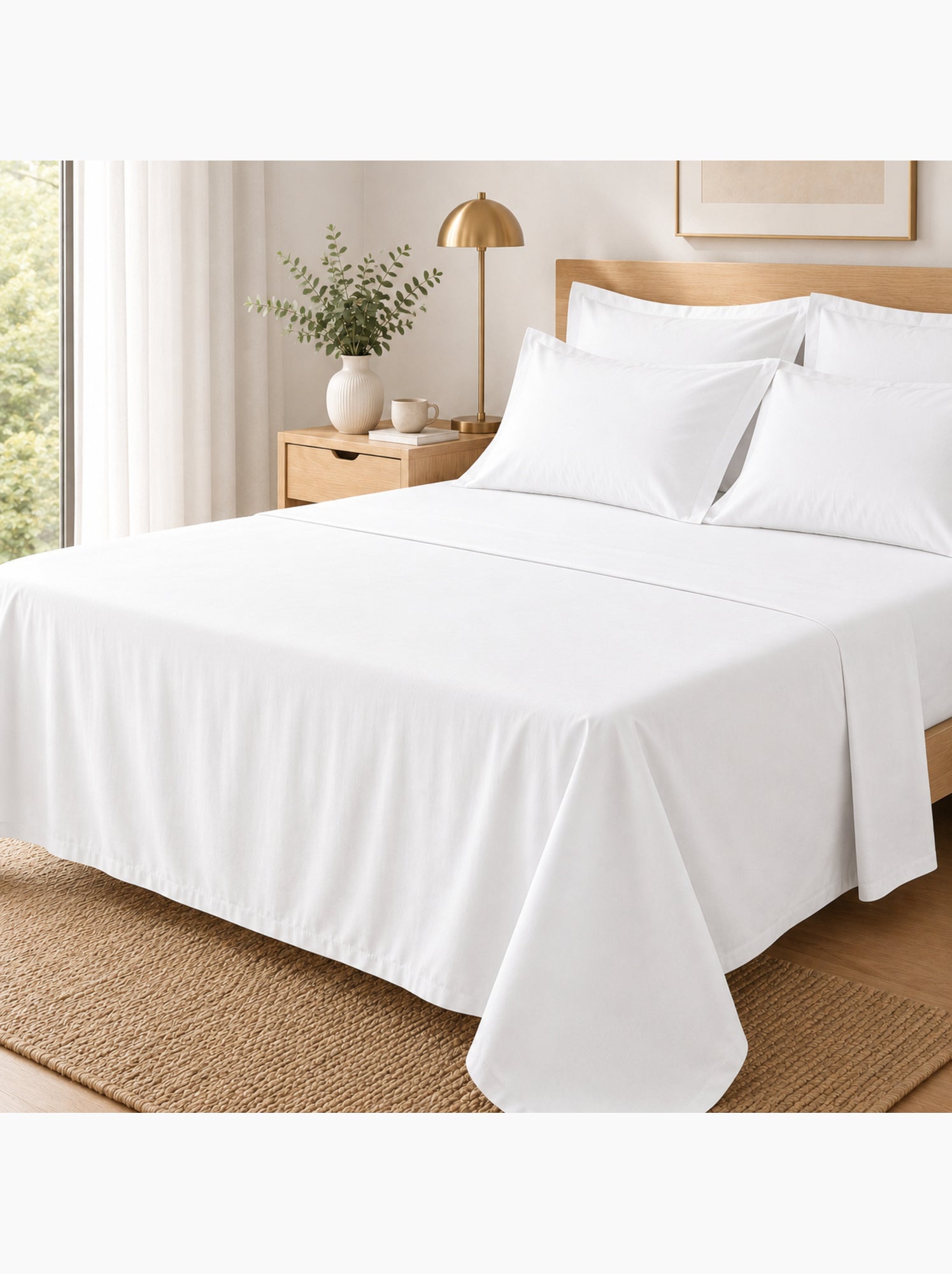 Drap plat percale – pur coton peigné longues fibres 80 fils/cm² - Blanc