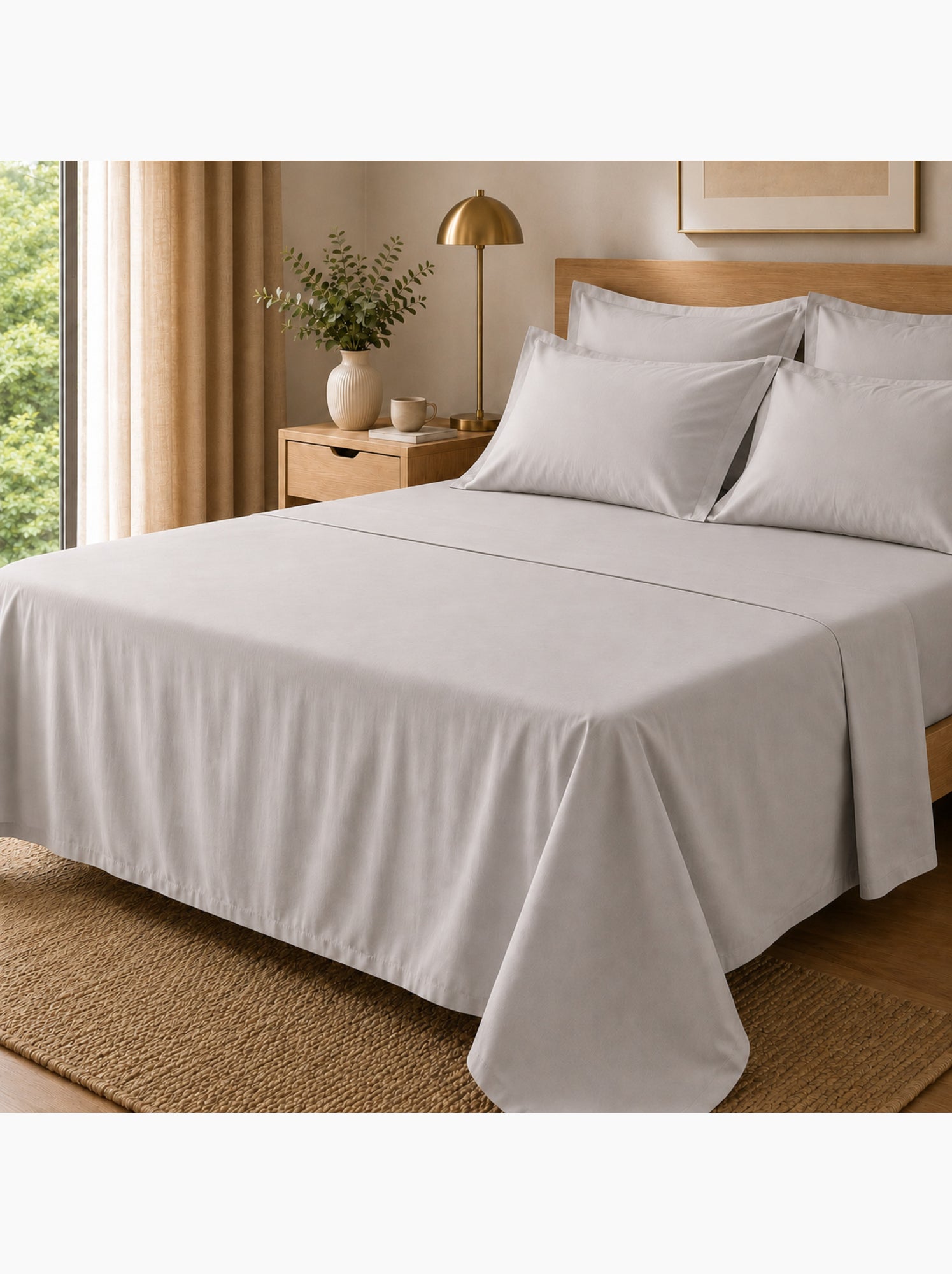 Drap plat percale – pur coton peigné longues fibres 80 fils/cm² - Gris perle
