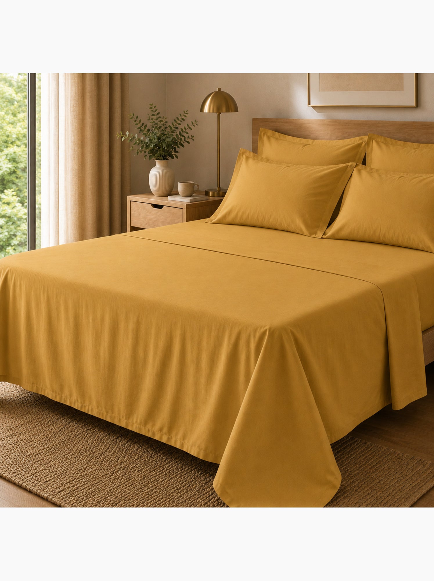 Drap plat percale – pur coton peigné longues fibres 80 fils/cm² - Jaune