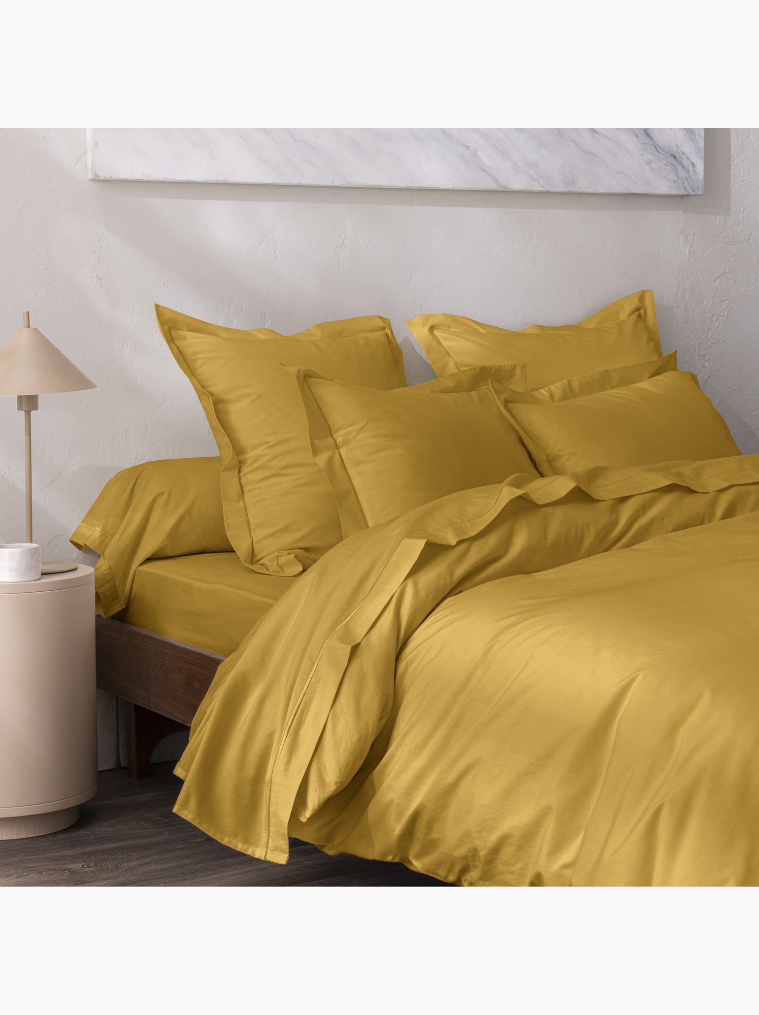 Drap plat percale – pur coton peigné longues fibres 80 fils/cm² - Jaune