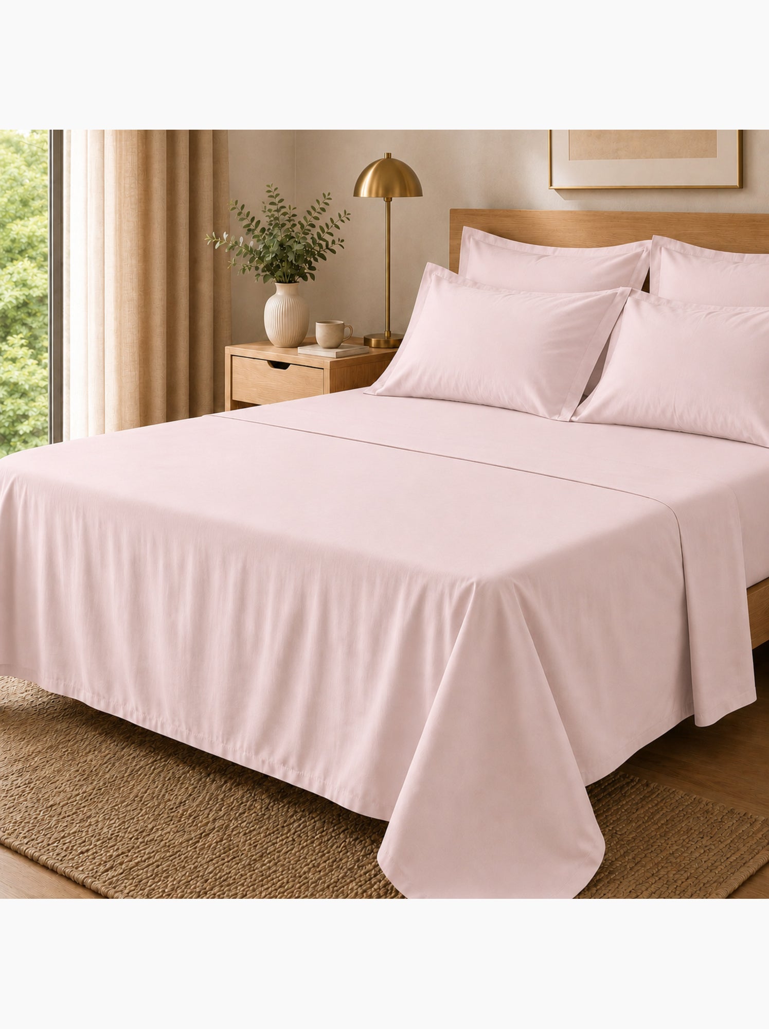 Drap plat percale – pur coton peigné longues fibres 80 fils/cm² - Rose