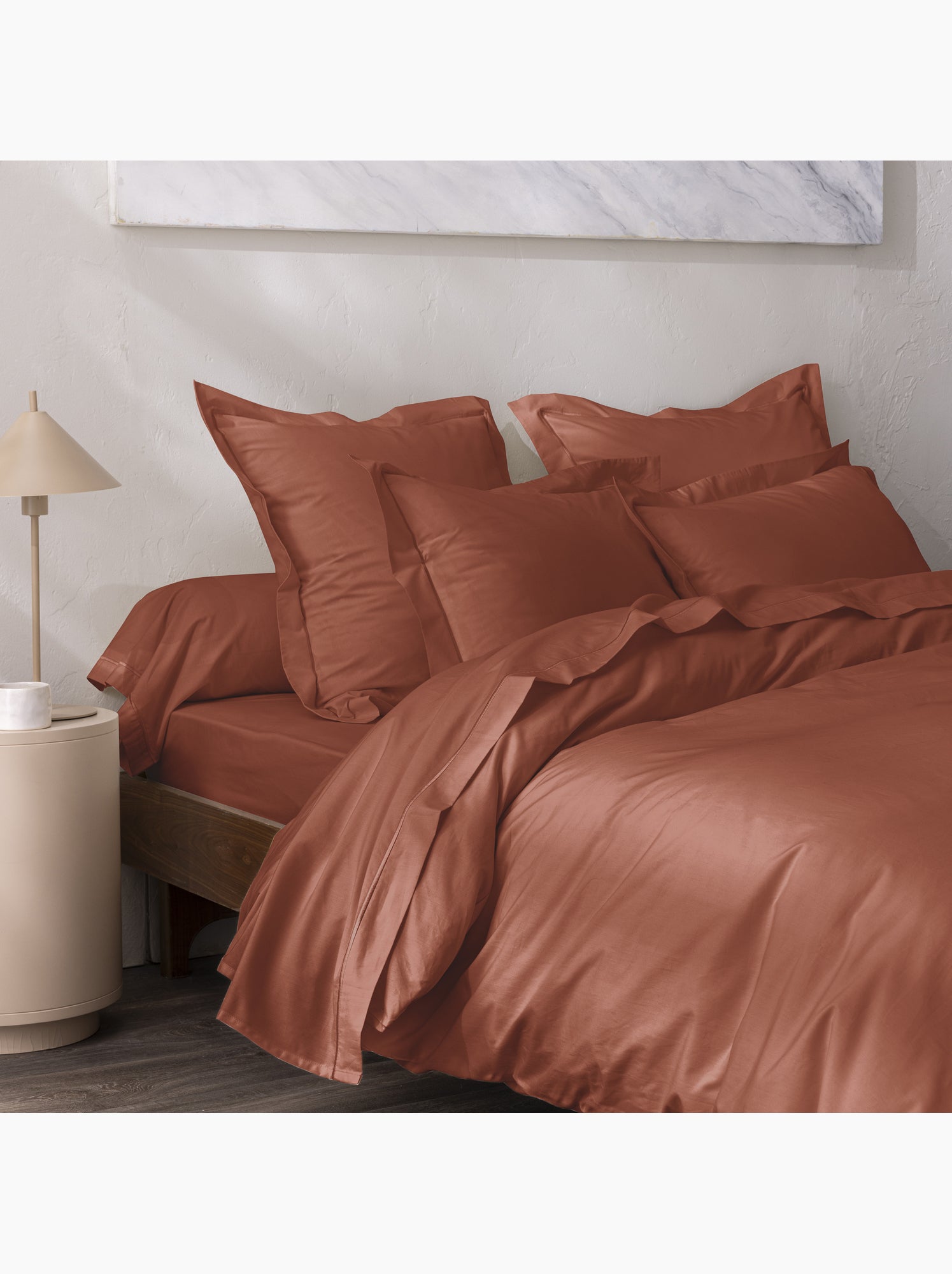 Drap plat percale – pur coton peigné longues fibres 80 fils/cm² - Terracotta