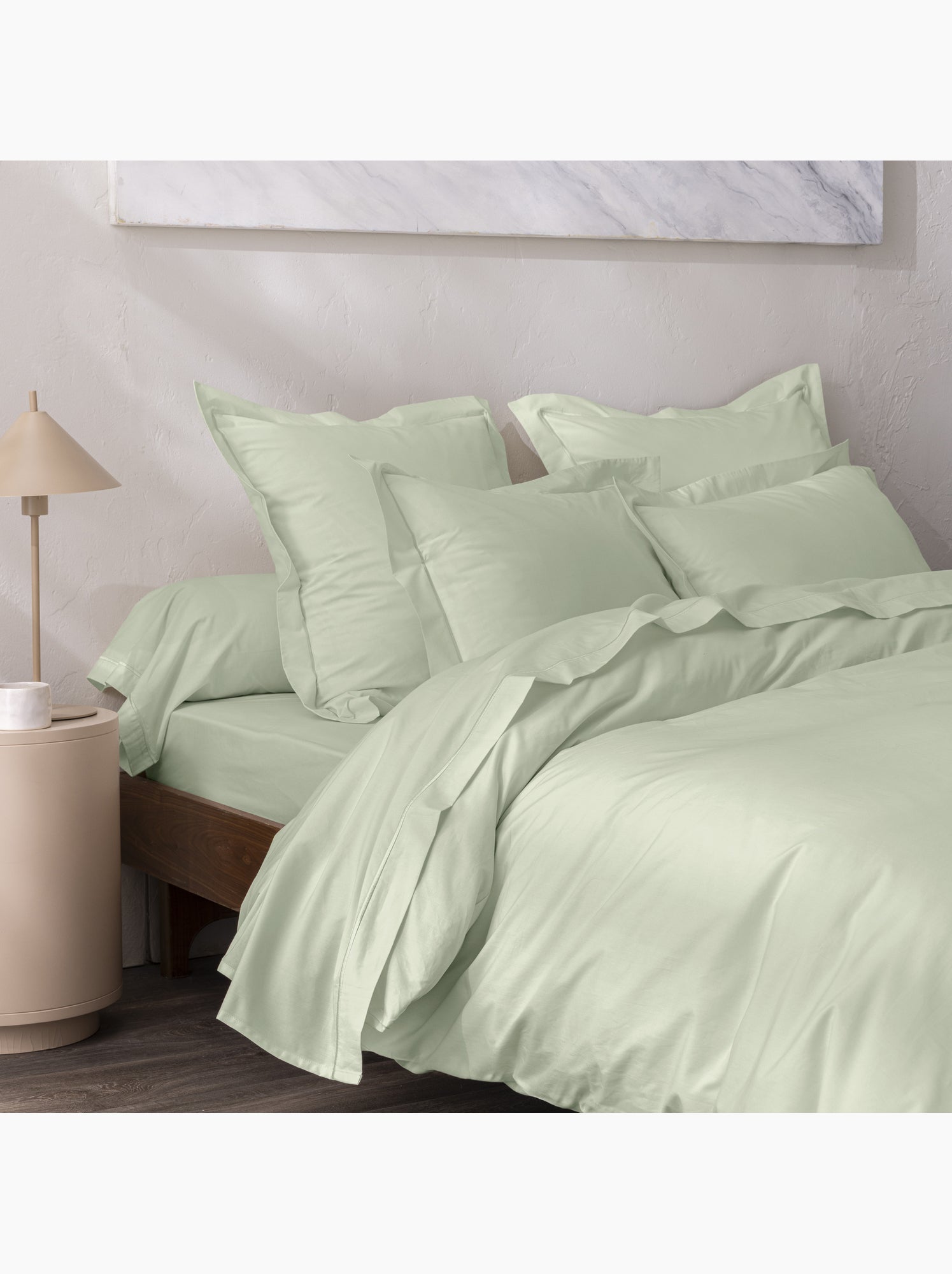 Drap plat percale – pur coton peigné longues fibres 80 fils/cm² - Vert d'eau
