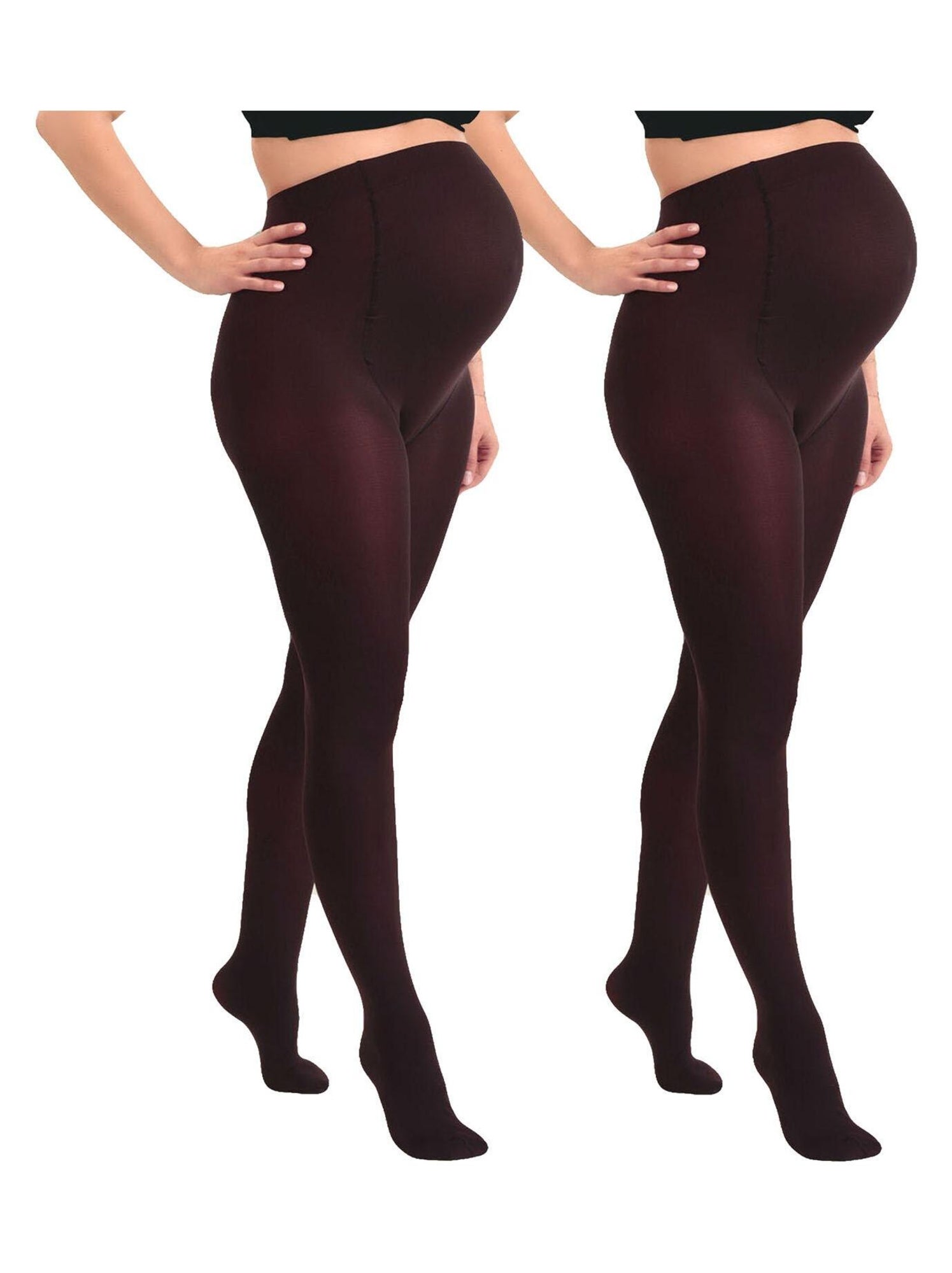 Duo Pack Collants de grossesse opaques confortables 60den - Bordeaux