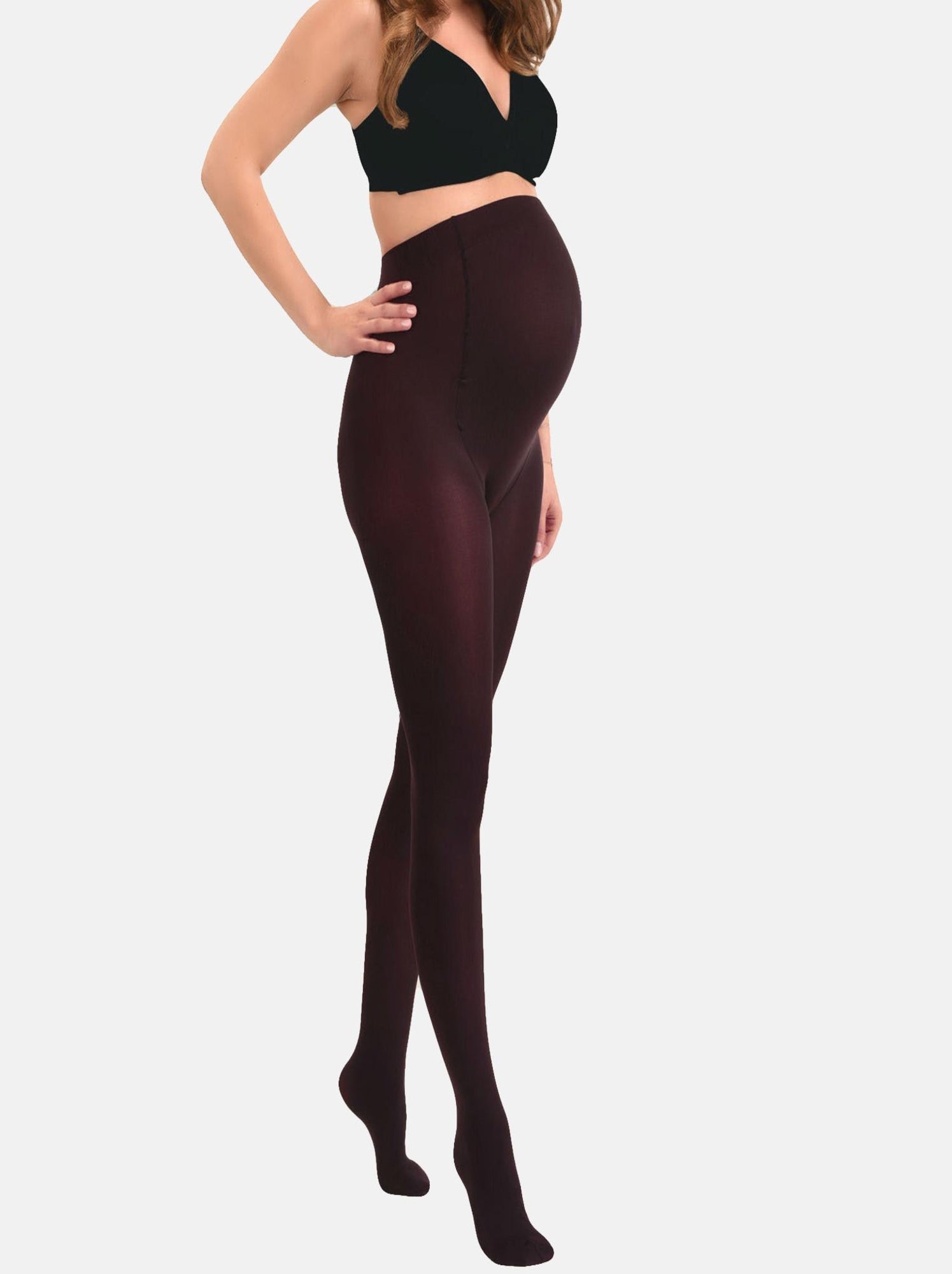 Duo Pack Collants de grossesse opaques confortables 60den - Bordeaux