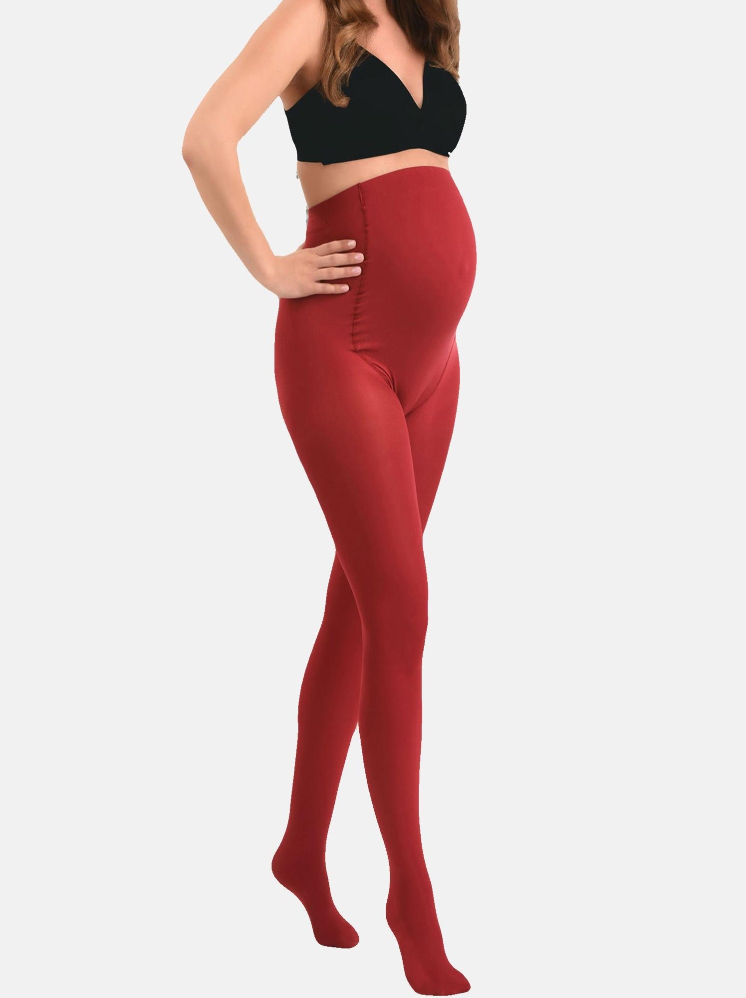 Duo Pack Collants de grossesse opaques confortables 60den - Rouge