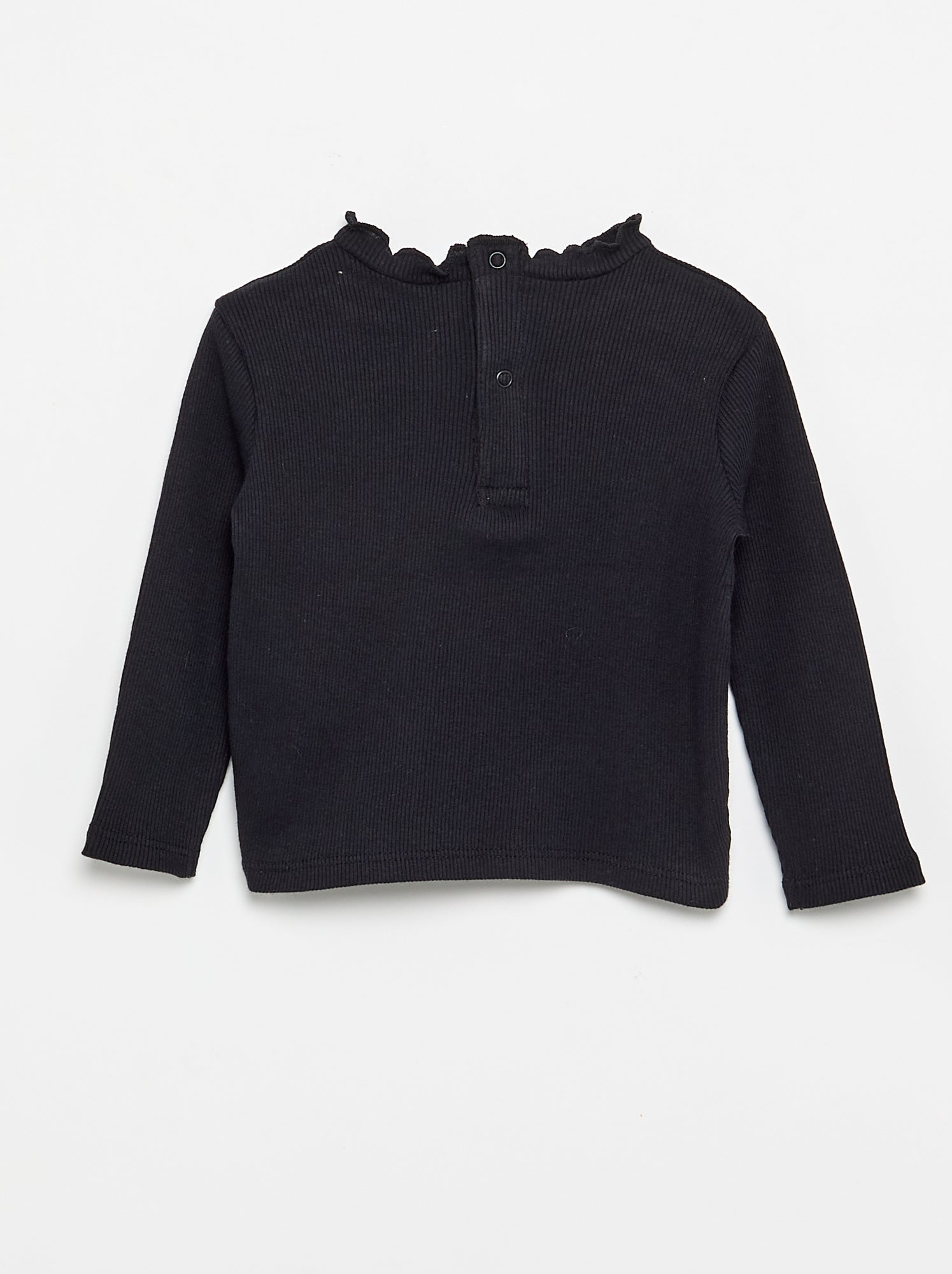 Tee-shirt rib col ondulé - Noir