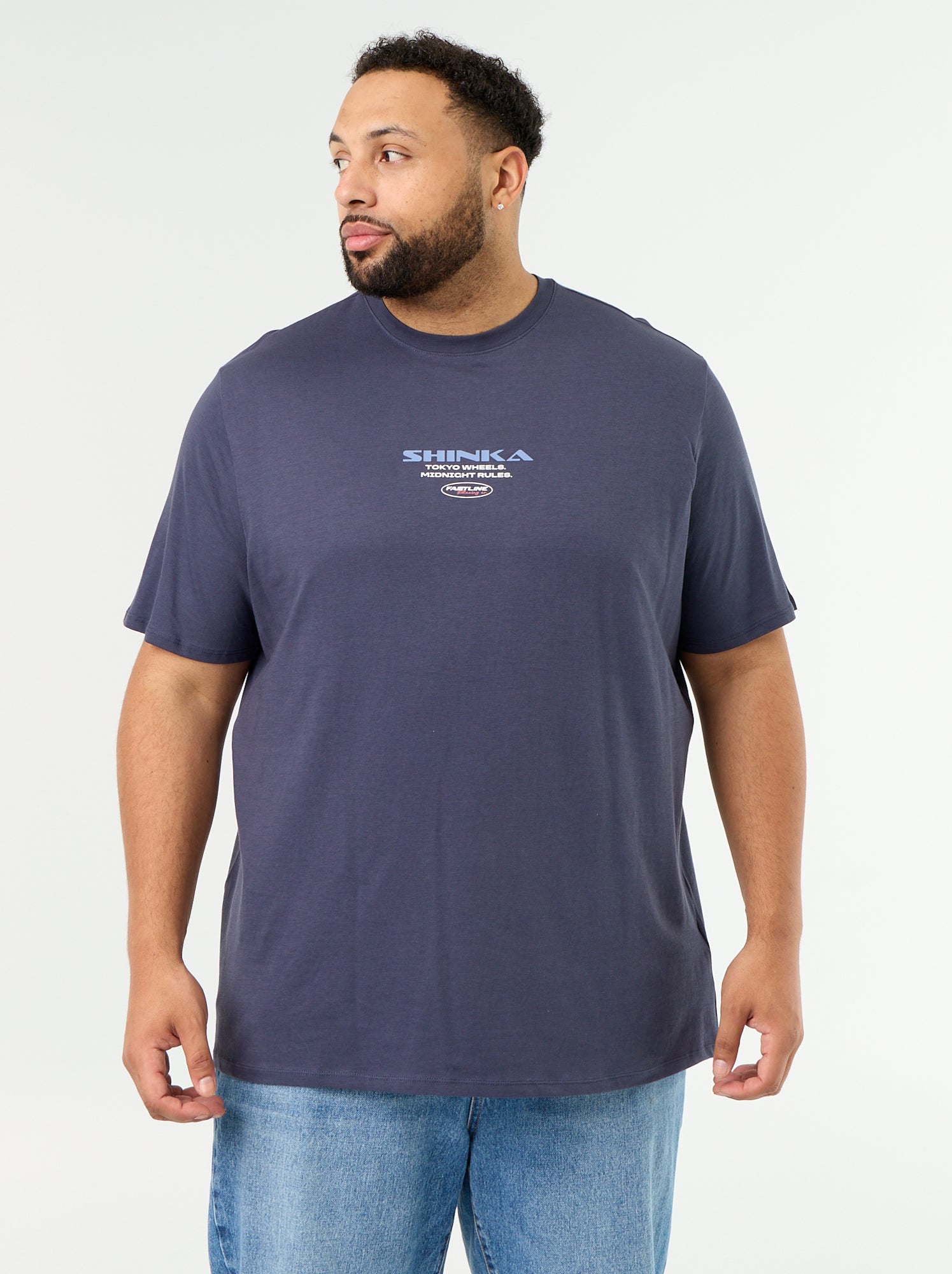 T-shirt en jersey imprimé à manches courtes - Bleu